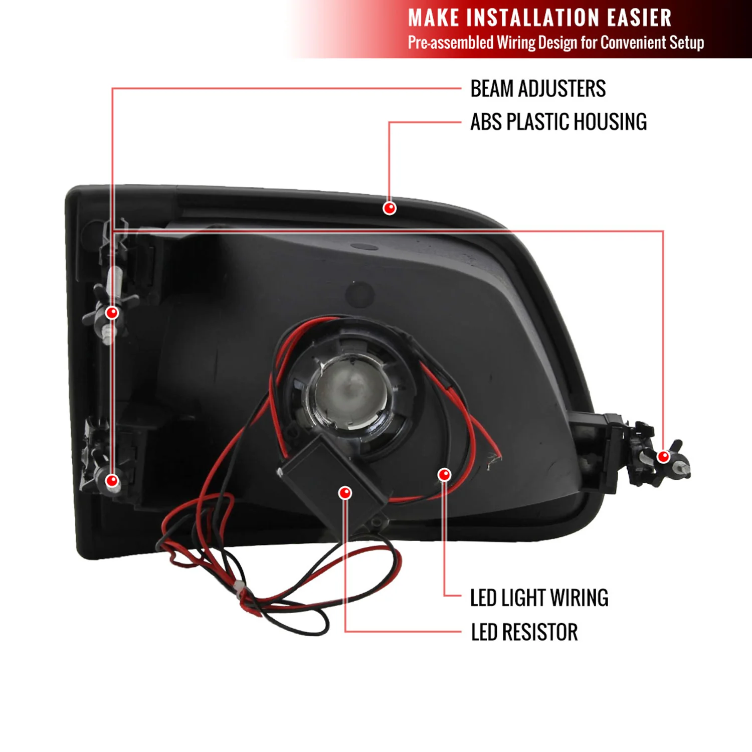 1997-2004 Ford F-150/Expedition Factory Headlights SMD LED Light Strip Black - Image 8