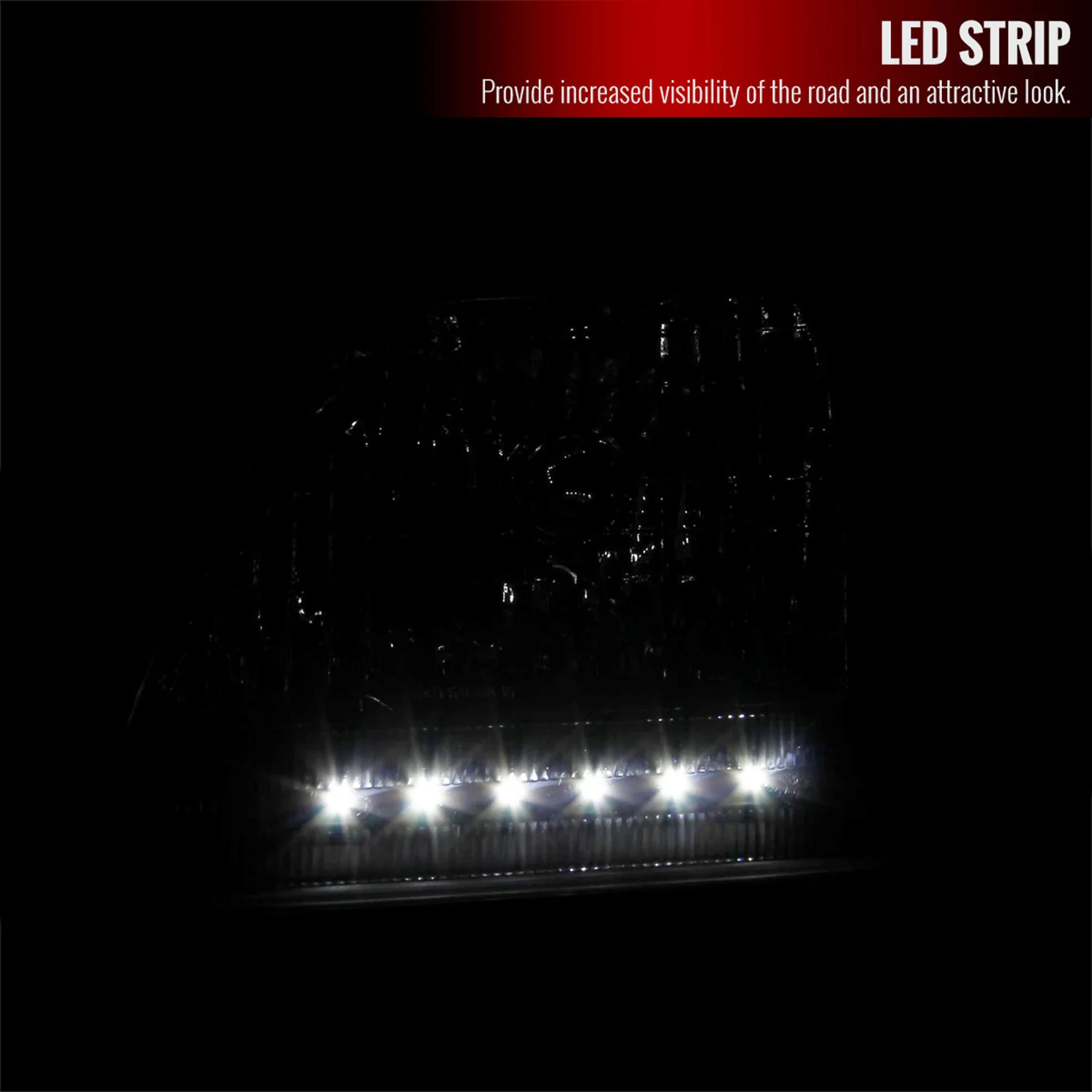 1997-2004 Ford F-150/Expedition Factory Headlights SMD LED Light Strip Smoke - Image 2