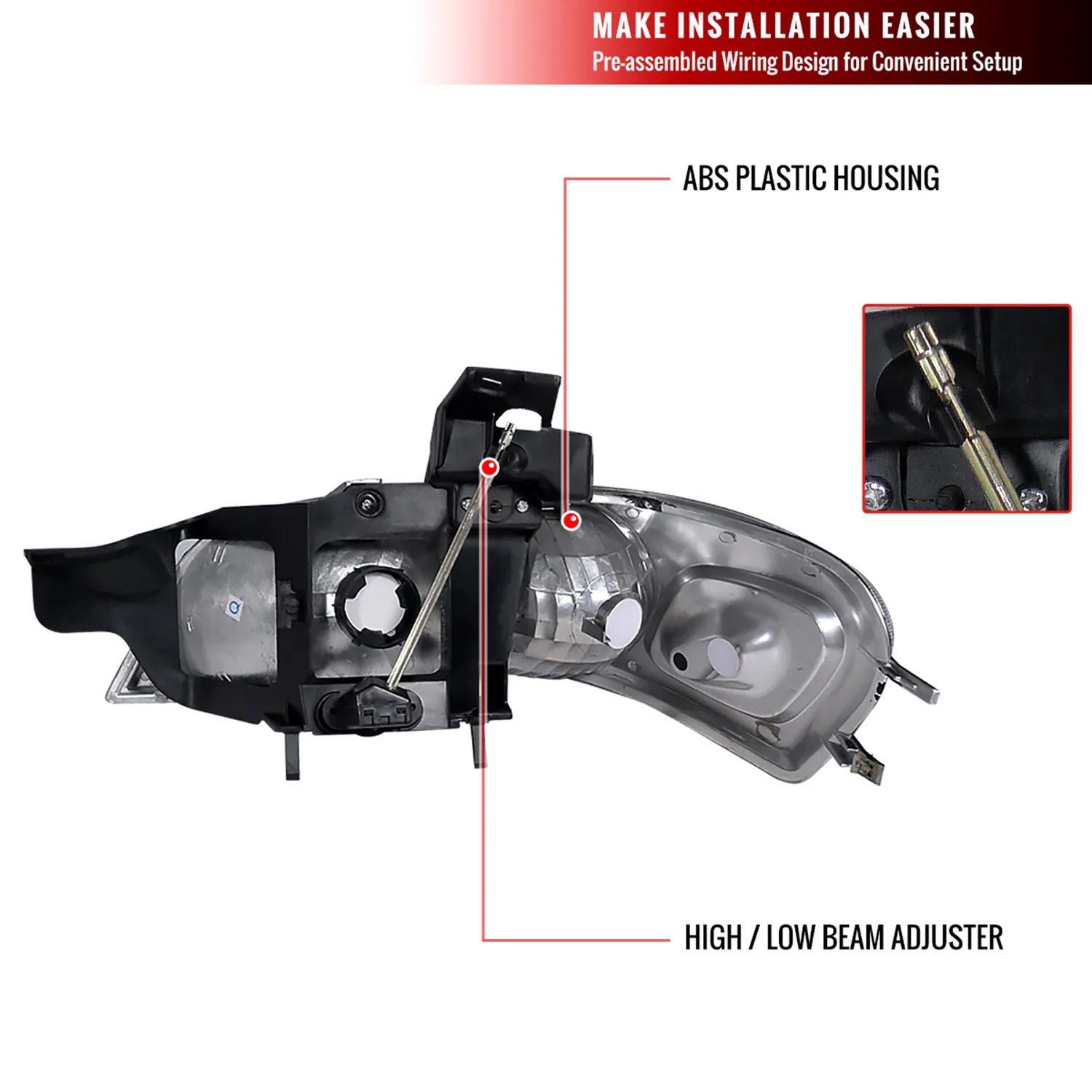 1997-2005 Chevy Venture Pontiac Montana/Trans Sport Crystal Headlights Black - Image 9