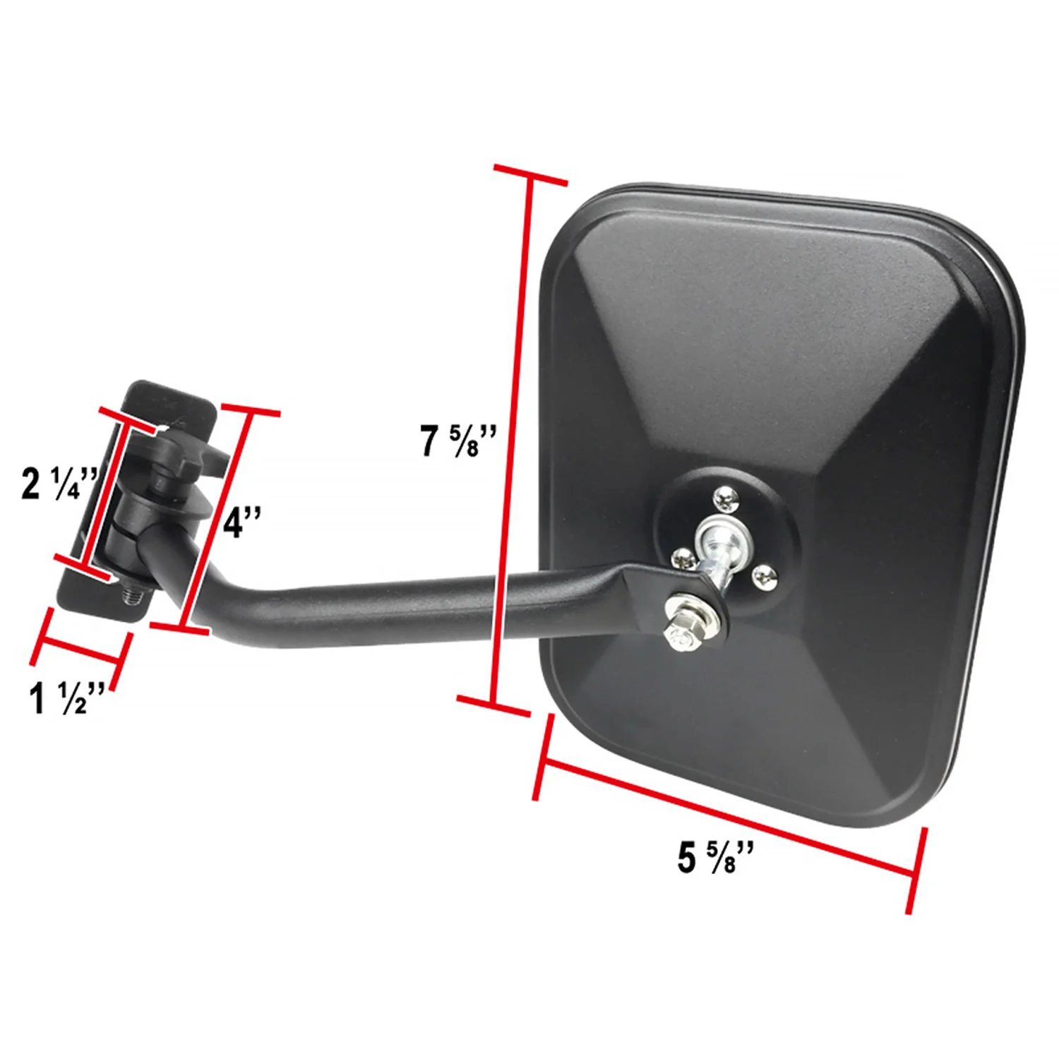 1997-2018 Jeep Wrangler TJ/JK Quick Release Black Steel Square Side Mirrors - Image 2