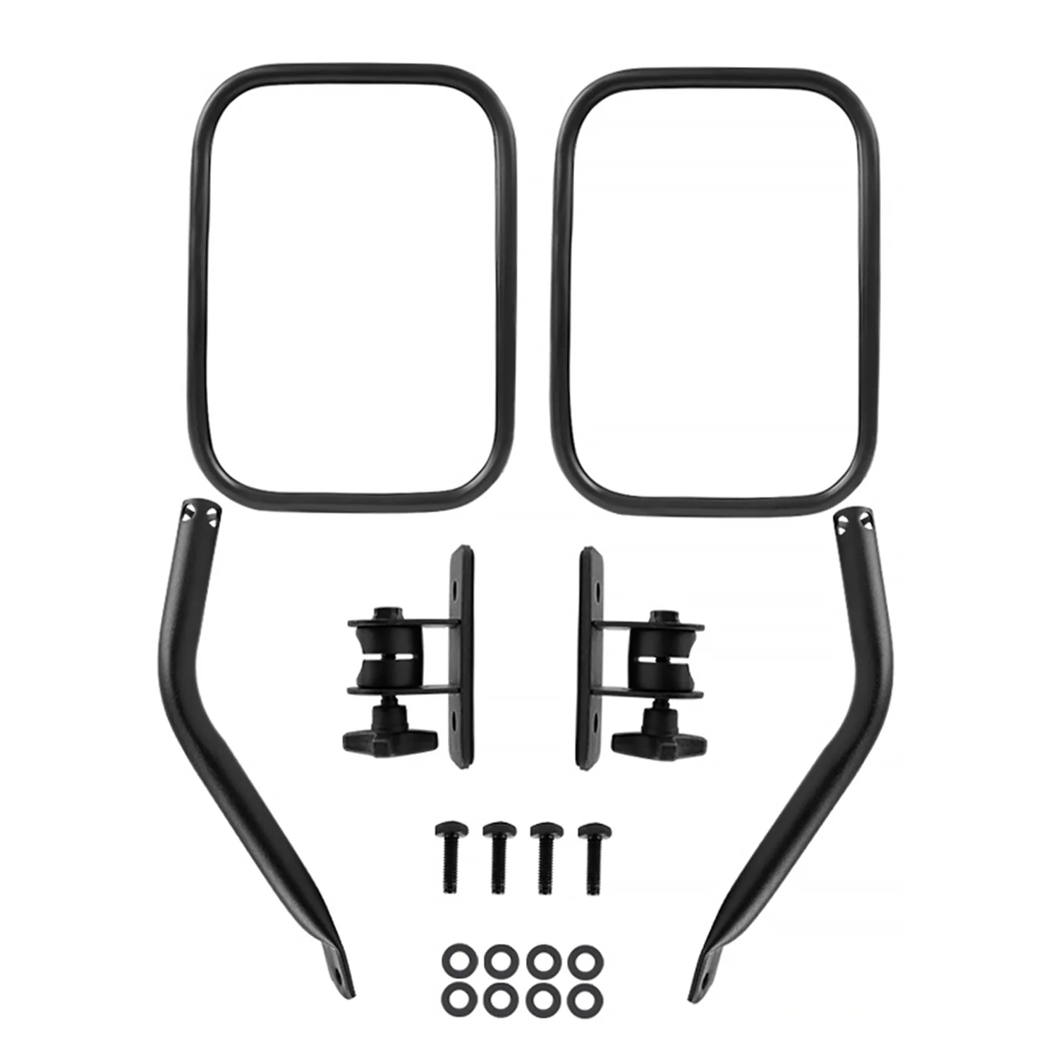 1997-2018 Jeep Wrangler TJ/JK Quick Release Black Steel Square Side Mirrors - Image 8