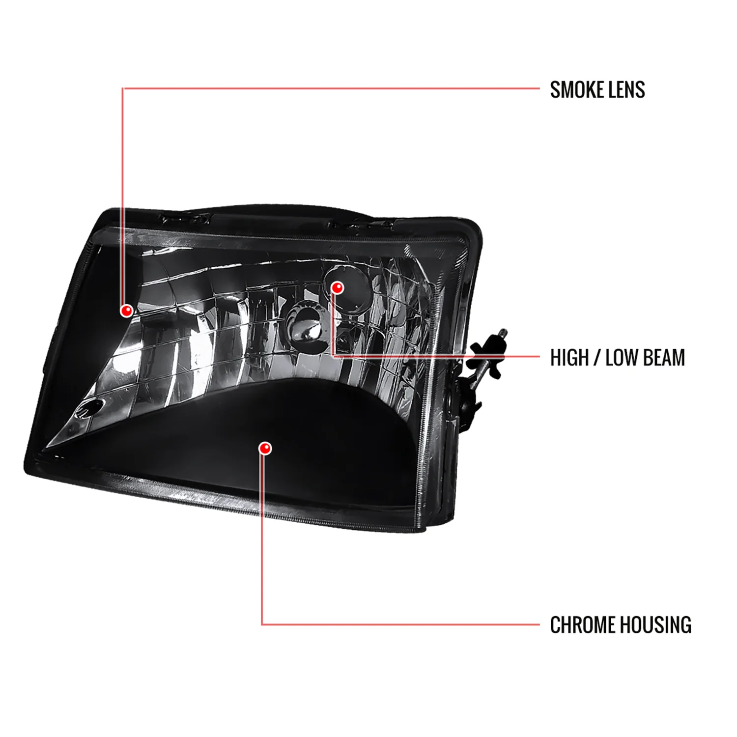 1998-2000 Ford Ranger Factory Style Crystal Headlights Matte Black/Clear Lens - Image 8