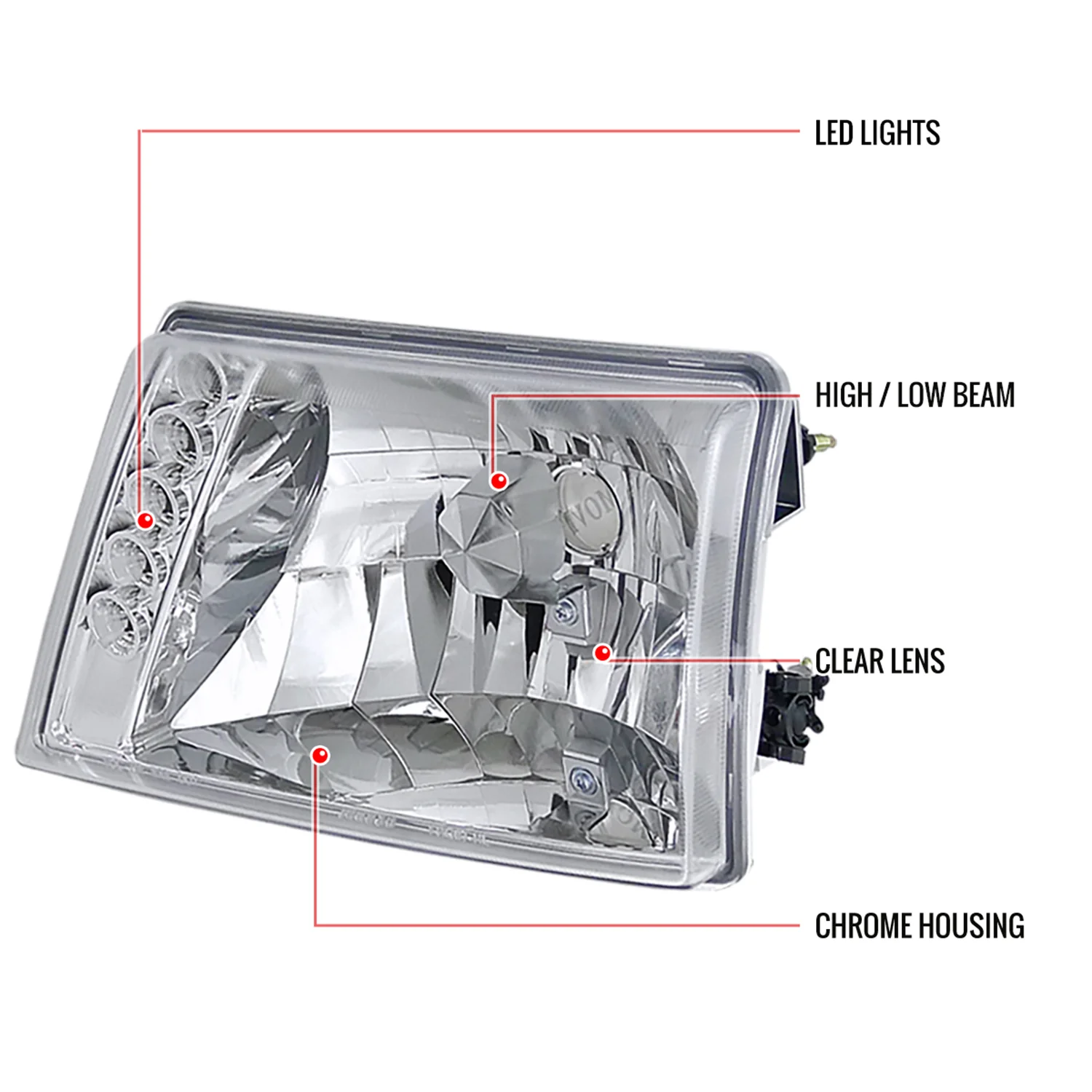 1998-2000 Ford Ranger Factory Style Headlights Chrome Housing/Clear Lens - Image 9