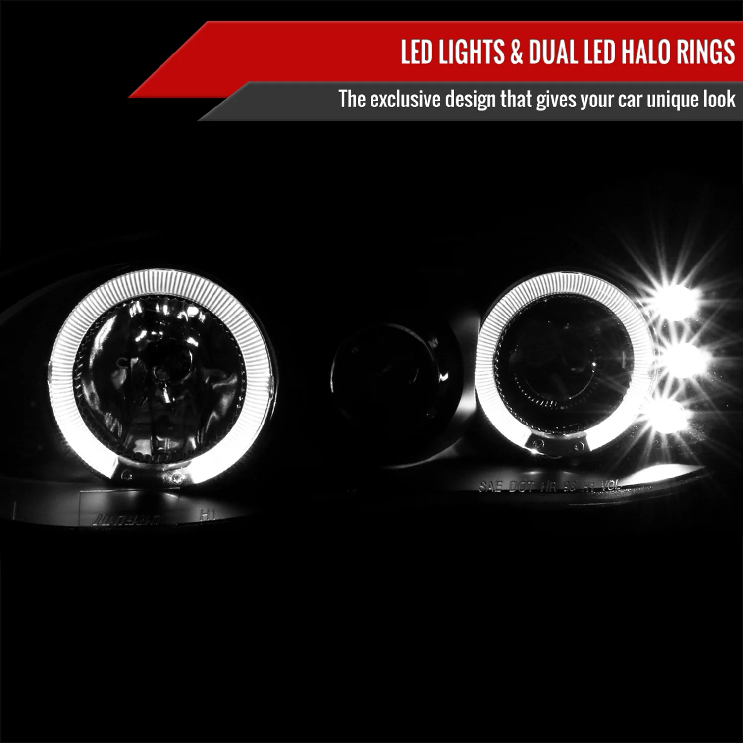 1998-2002 Chevy Camaro Dual Halo Projector Headlights Matte Black/Clear Lens - Image 2