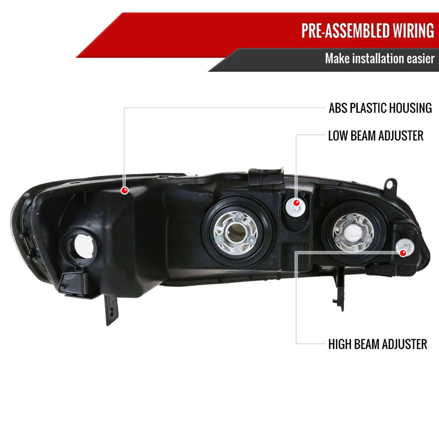 1998-2002 Honda Accord Factory Crystal Headlights Amber Reflector Matt Black - Image 7