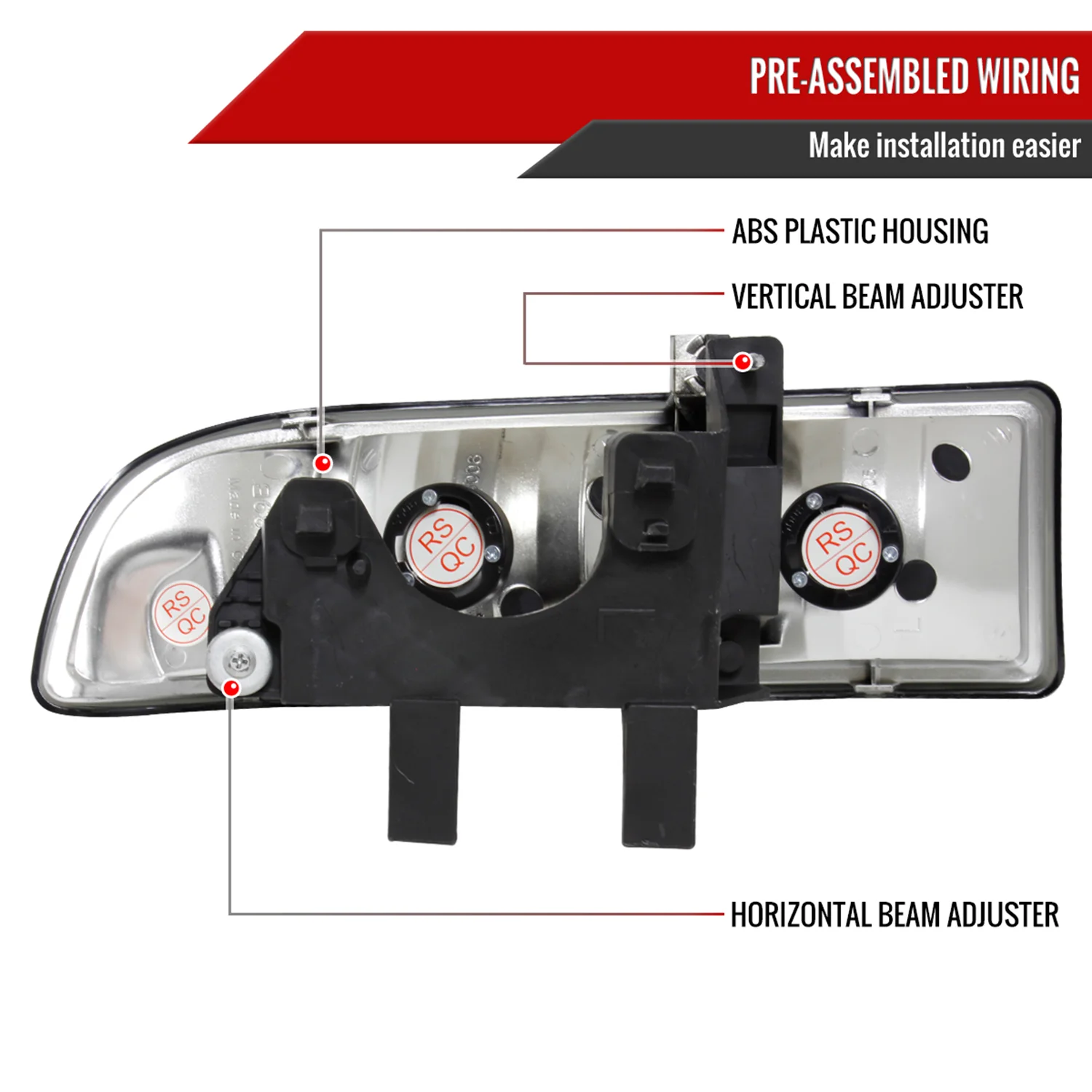 1998-2004 Chevy S10/Blazer Factory Style Headlights Chrome/Smoke Lens - Image 7