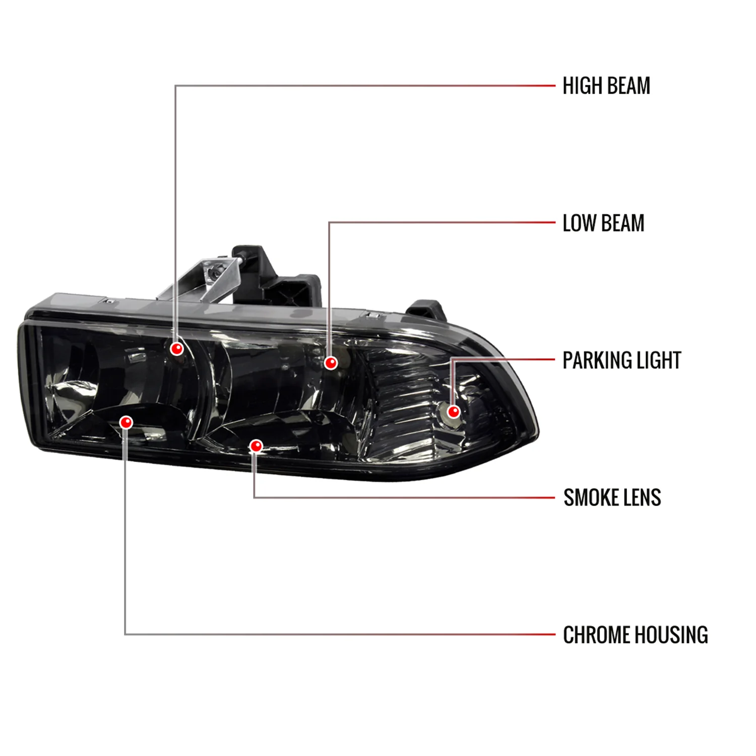 1998-2004 Chevy S10/Blazer Factory Style Headlights Chrome/Smoke Lens - Image 8