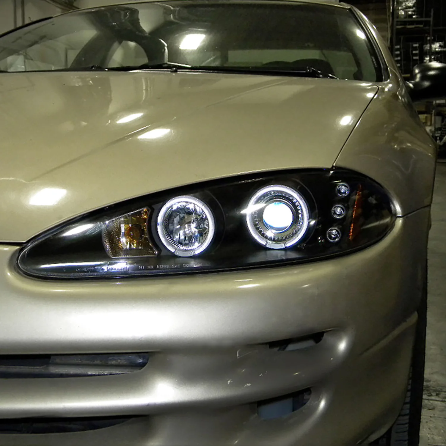 1998-2004 Dodge Intrepid Dual Halo Projector HeadLights Matte Black/Clear Lens - Image 10