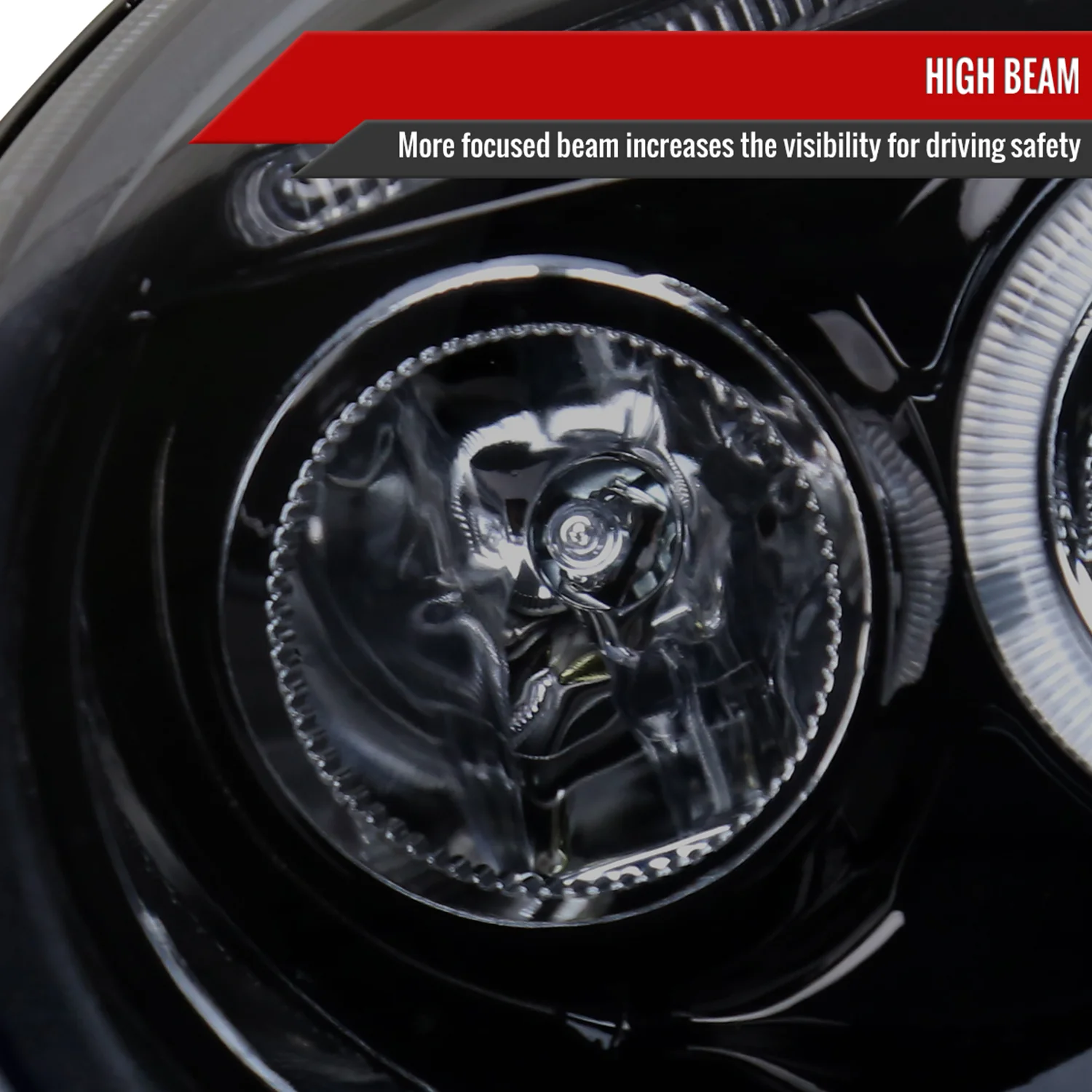1998-2005 VW Beetle Halo Projector Headlights Glossy Black/Smoke Lens - Image 4