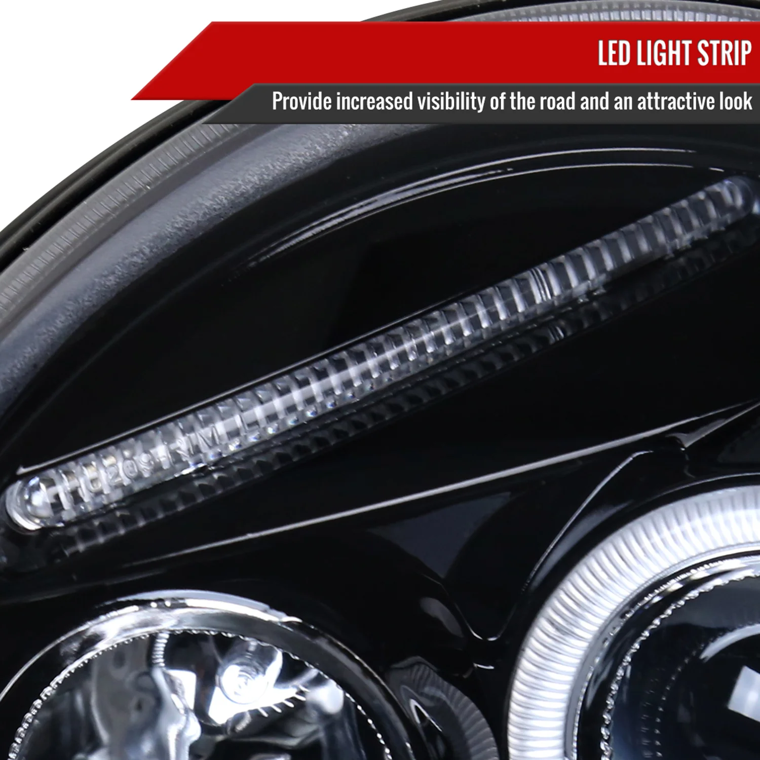 1998-2005 VW Beetle Halo Projector Headlights Glossy Black/Smoke Lens - Image 5