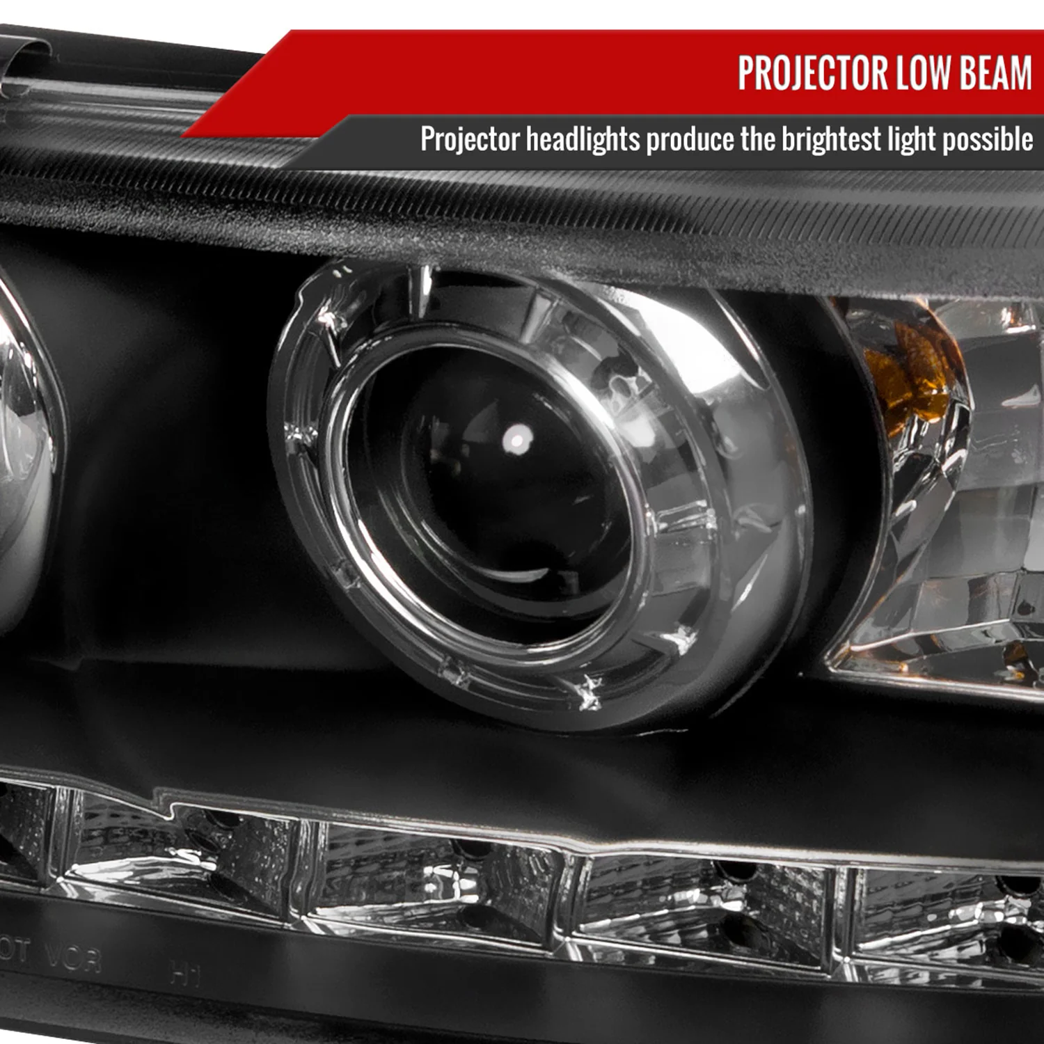 1998-2011 Ford Crown Victoria Projector Headlights LED Light Strip Matt Black - Image 3