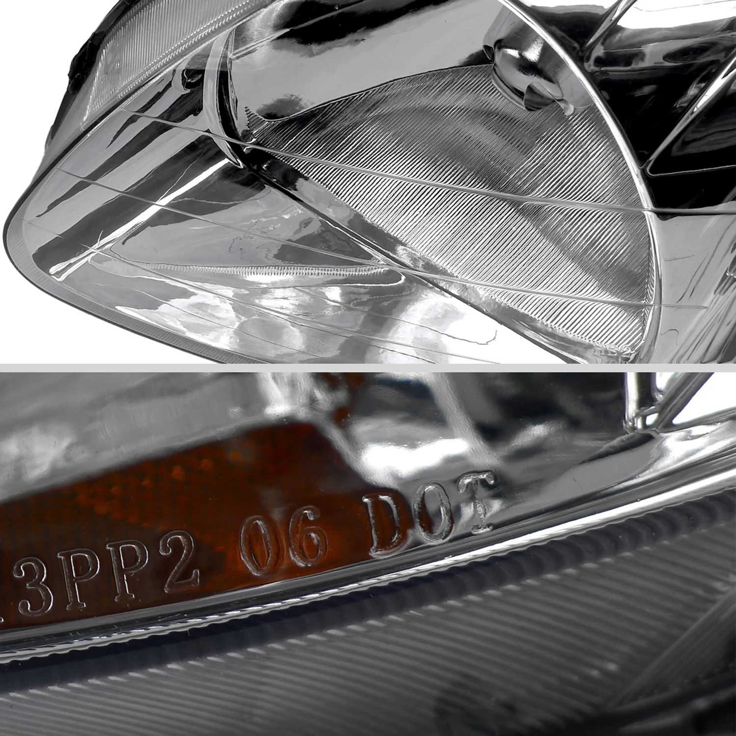 1999-2000 Honda Civic Crystal Headlights w/ Amber Reflector Chrome/Clear Lens - Image 6