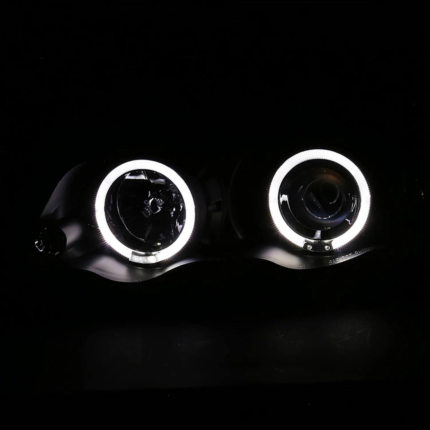 1999-2001 BMW E46 3 Series Sedan Dual Halo Projector Headlights Matt Black - Image 2