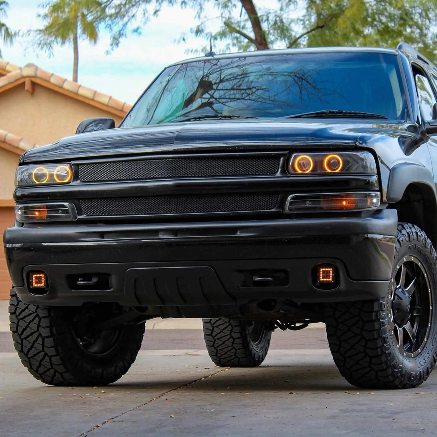 1999-2002 Chevy Silverado/ 00-2006 Tahoe Suburban Bumper Lights Matt Black - Image 10