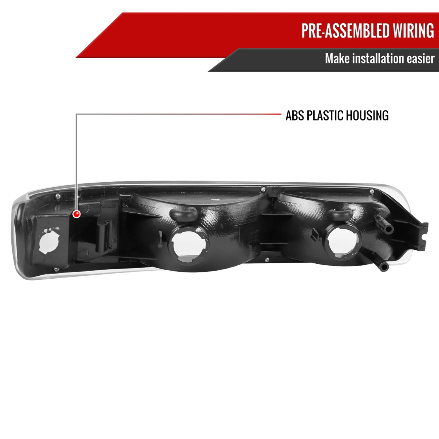 1999-2002 Chevy Silverado/ 00-2006 Tahoe Suburban Bumper Lights Matt Black - Image 6
