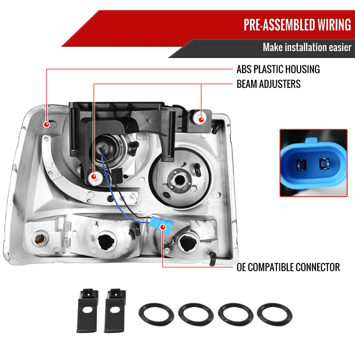 1999-2002 Chevy Silverado 1500 2500/Tahoe Suburban Headlights Bumper Smoke - Image 7