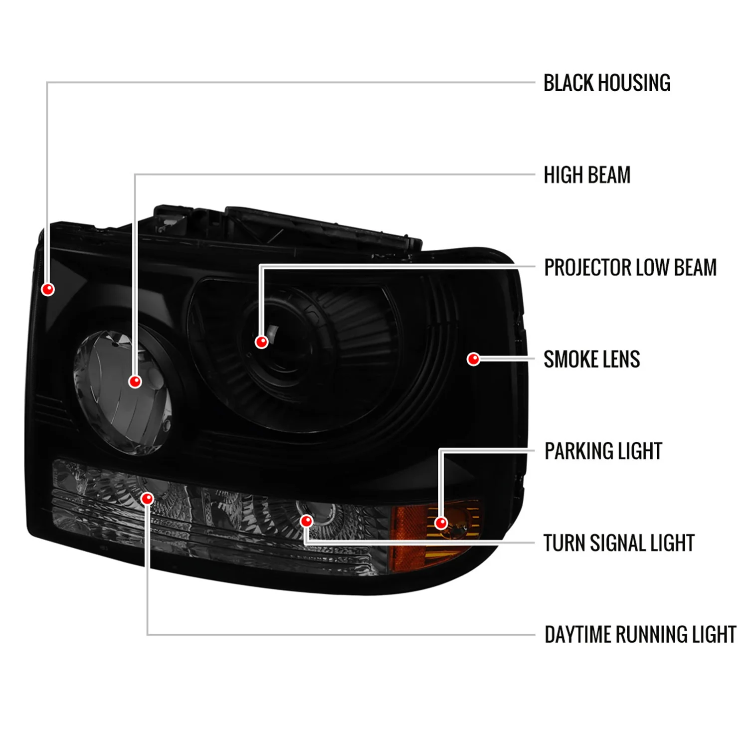 1999-2002 Chevy Silverado 1500 2500/Tahoe Suburban Headlights Bumper Smoke - Image 8