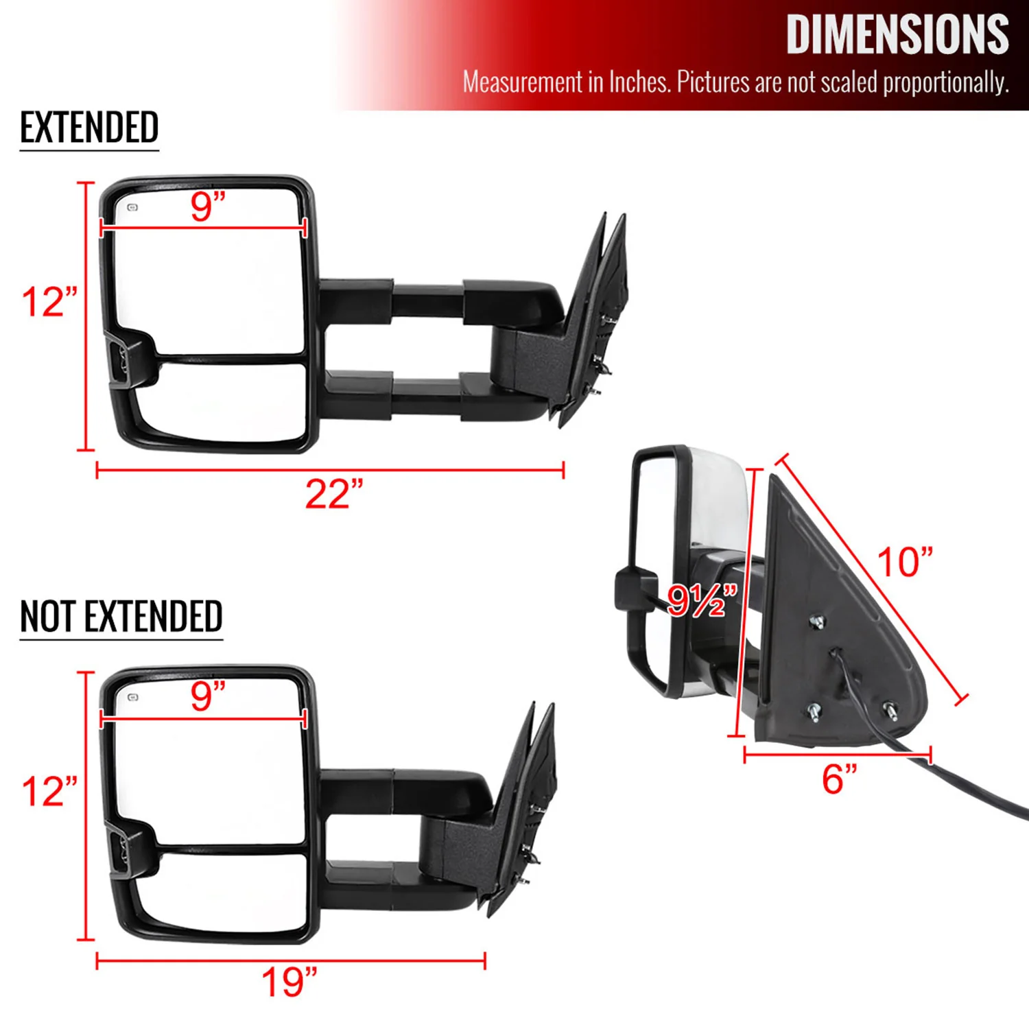 1999-2002 Chevy Silverado/Tahoe/Sierra/Yukon Heated Towing Mirrors Amber - Image 8