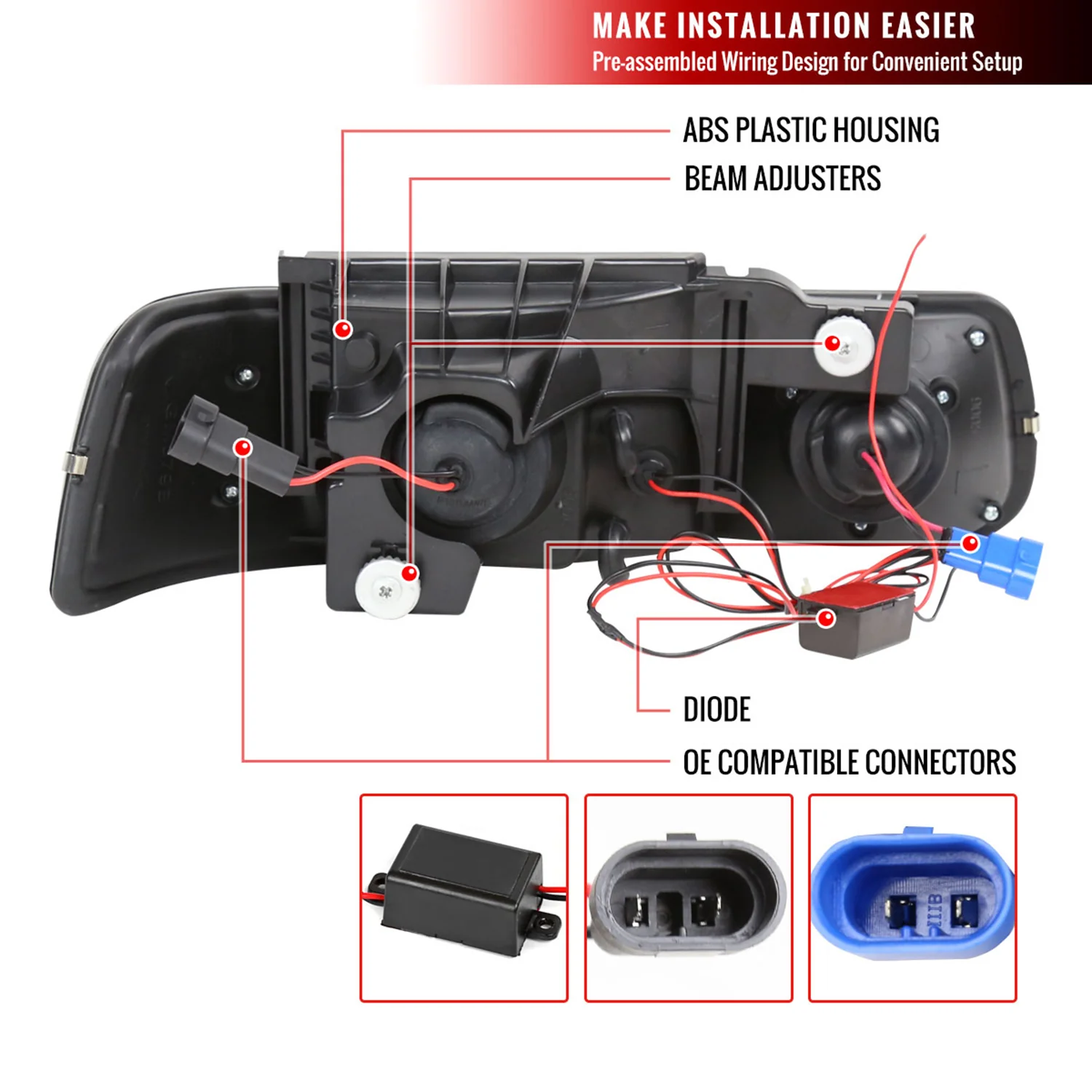 1999-2002 Chevy Silverado/ Tahoe/Suburban Dual Halo Headlights LED Chrome - Image 6