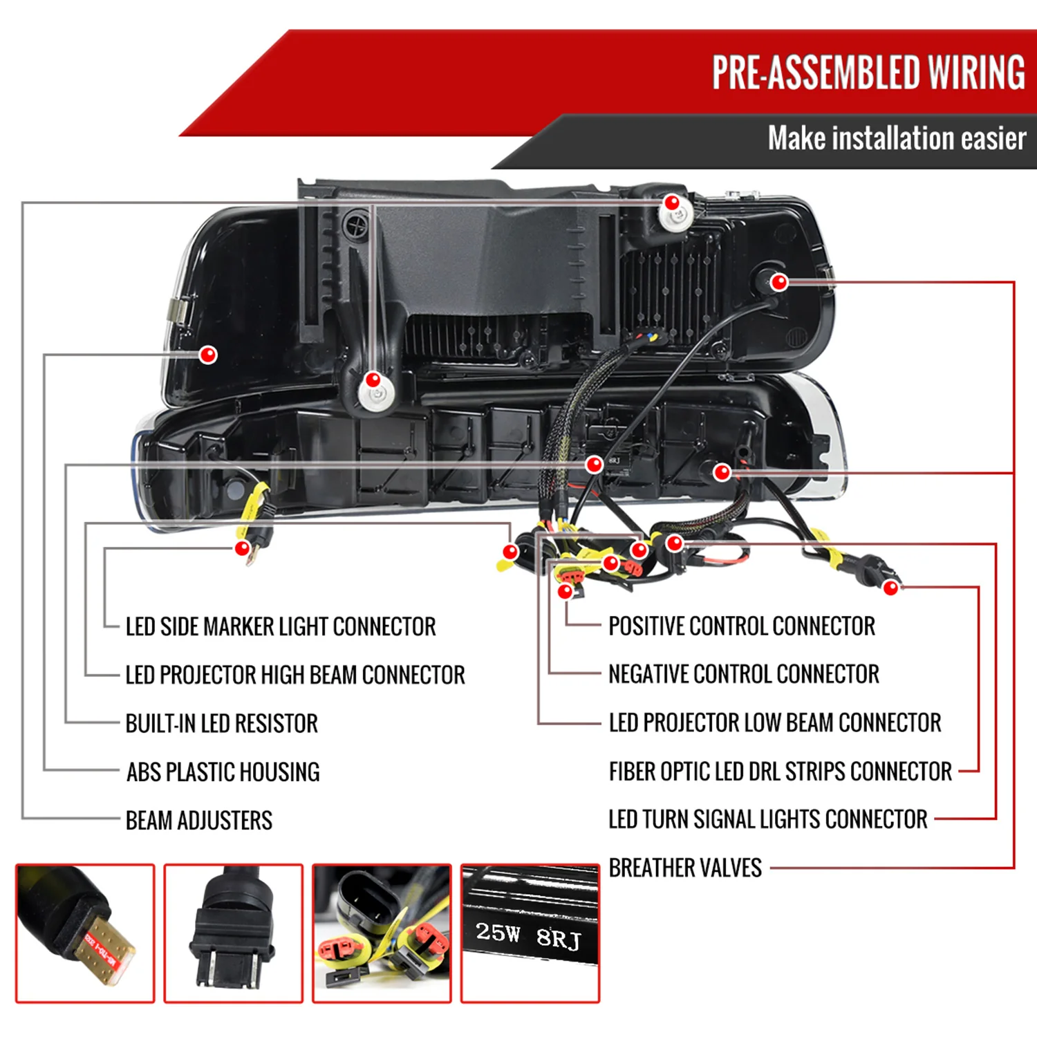 1999-2002 Chevy Silverado /Tahoe / Suburban LED DRL Headlights Bumper Lights - Image 7