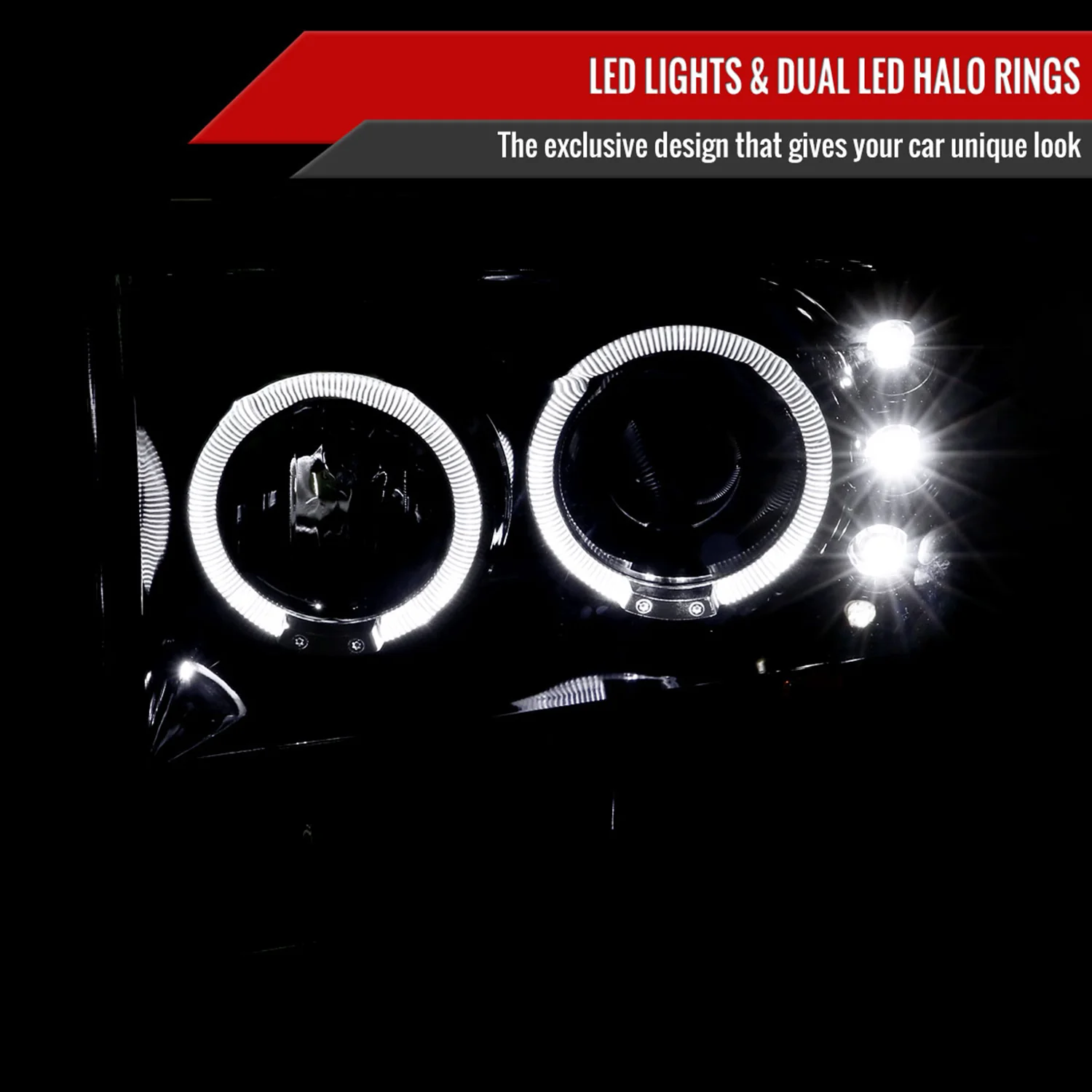 1999-2004 Ford Excursion F-250 F-350 F-450 F-550 Dual Halo Headlights Smoke - Image 2