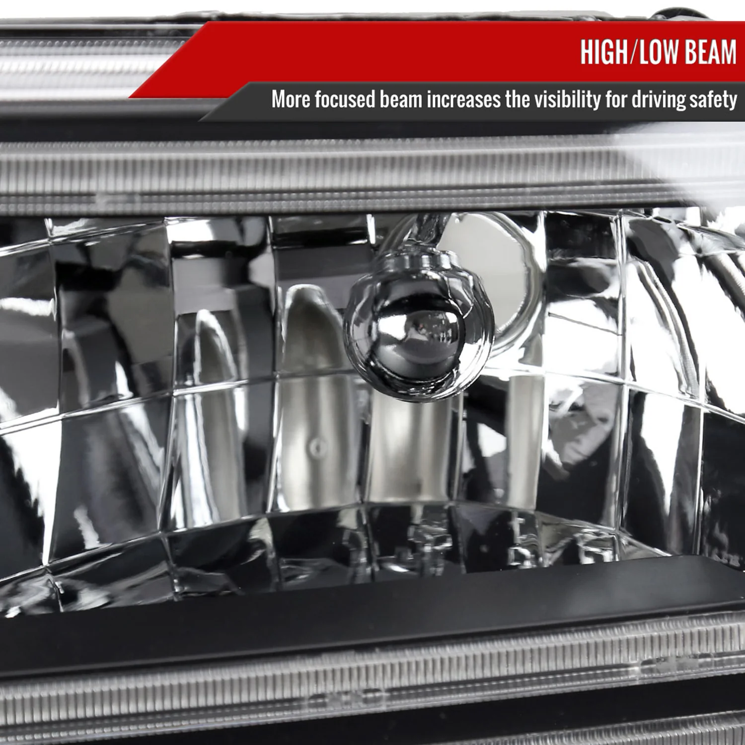 1999-2004 Ford F-250/350/450/550/Excursion Headlights Dual LED C-Bar Black - Image 3