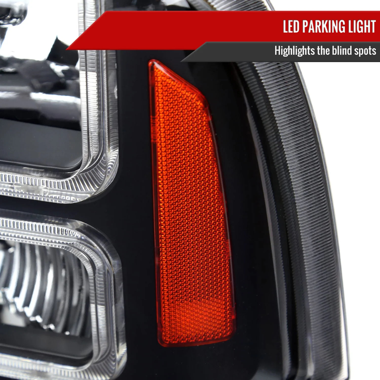 1999-2004 Ford F-250/350/450/550/Excursion Headlights Dual LED C-Bar Black - Image 6