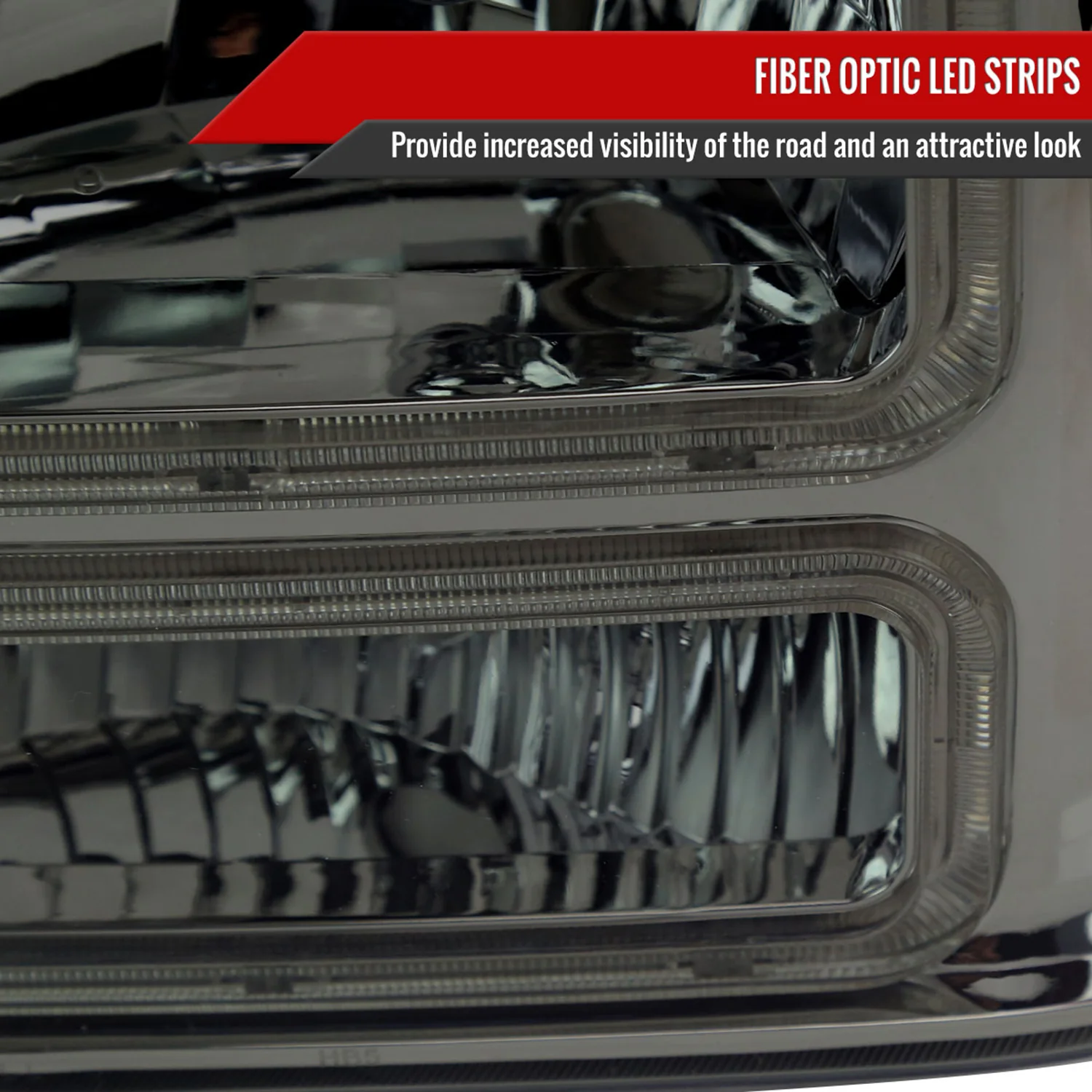 1999-2004 Ford F-250/350/450/550/Excursion Headlights Dual LED C-Bar Smoke - Image 4
