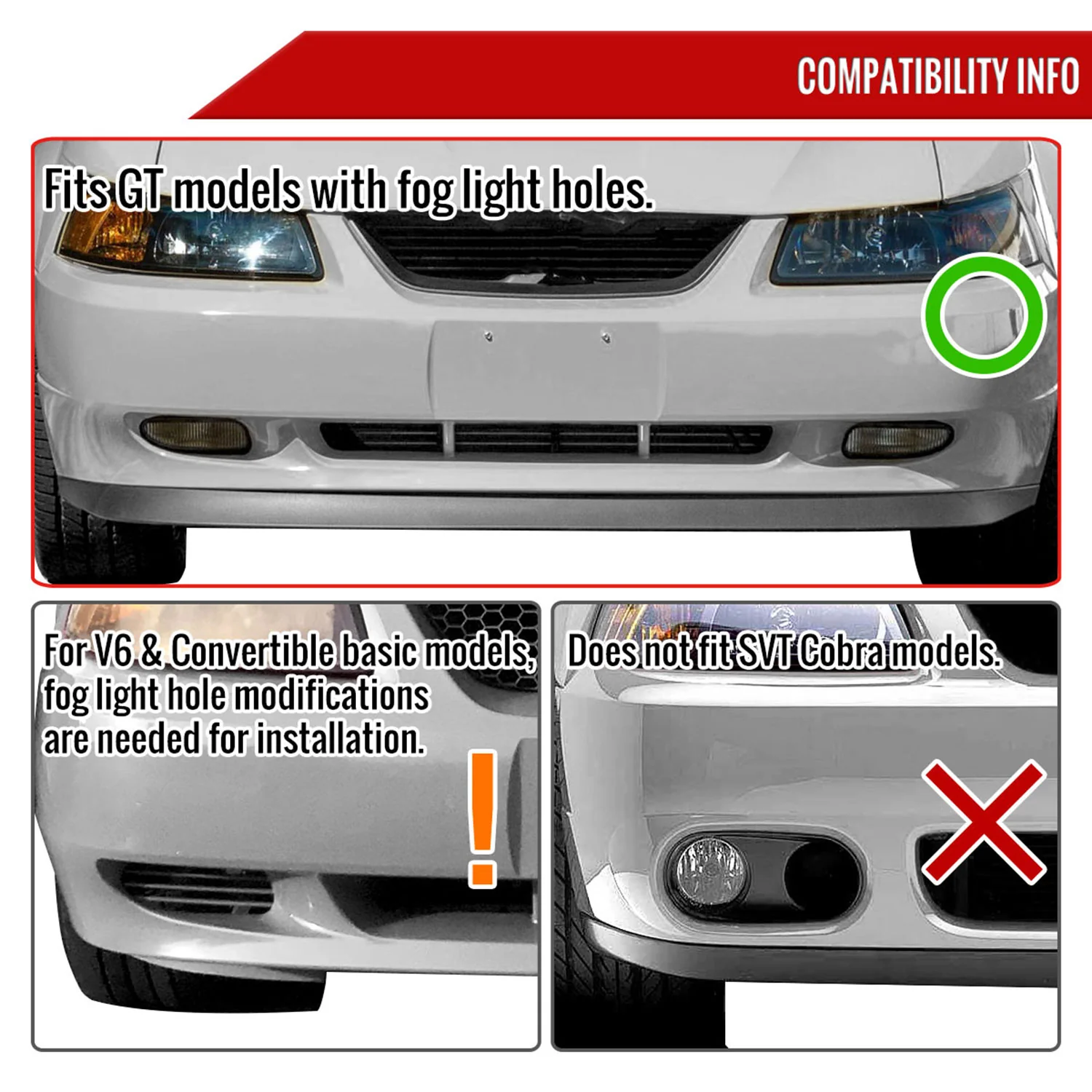 1999-2004 Ford Mustang 899 Fog Lights Kit Switch & Wiring Harness Chrome/Clear - Image 8