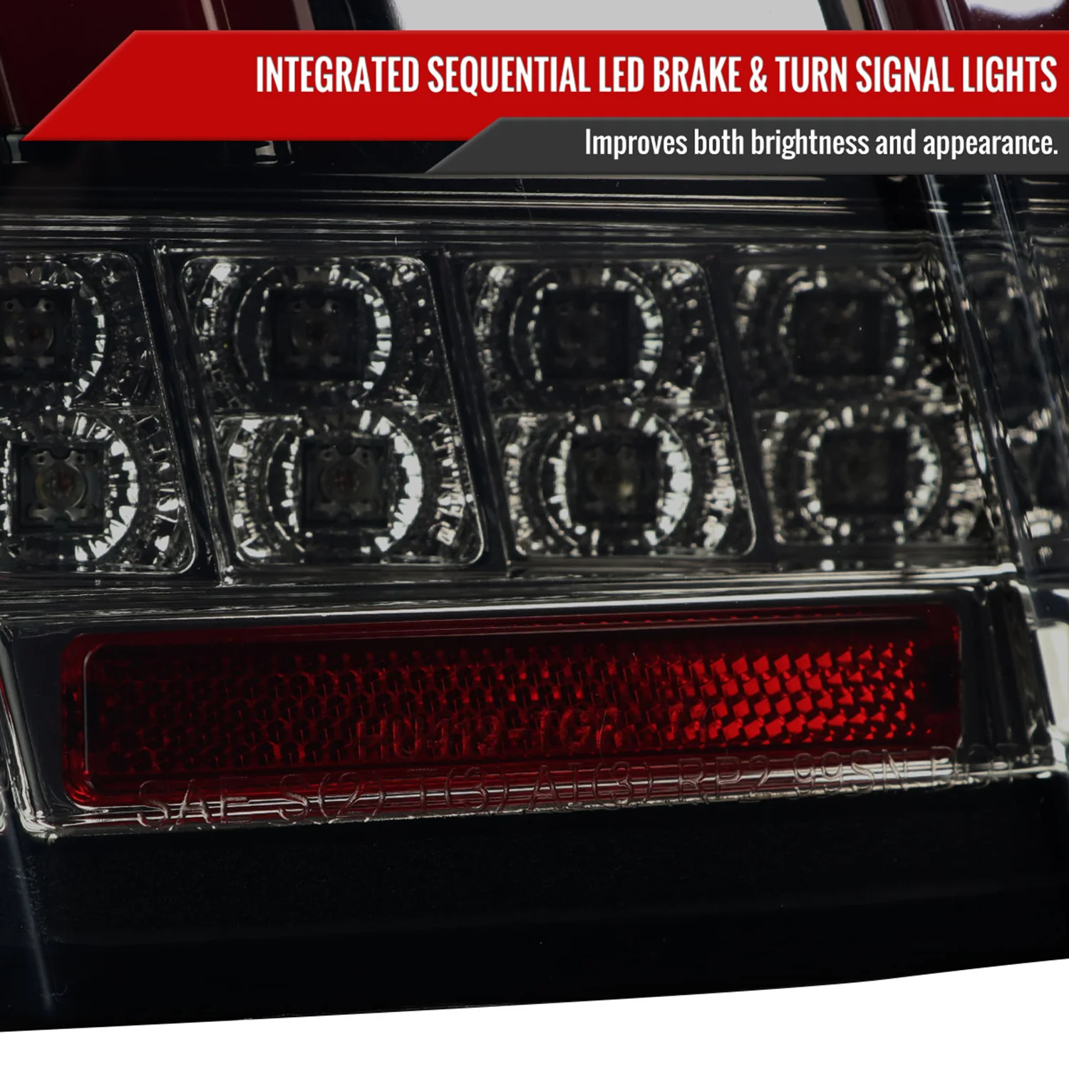 1999-2004 Ford Mustang Red Marker LED Tail Lights Glossy Black/Smoke - Image 4