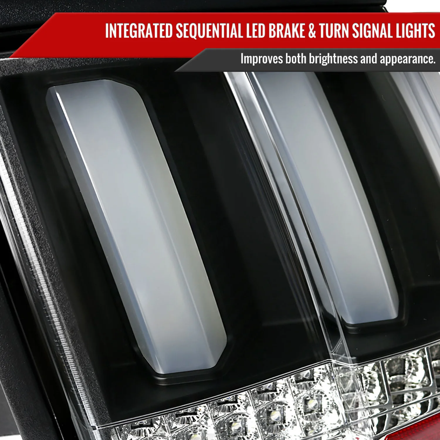 1999-2004 Ford Mustang Sequential LED Tail Lights Matte Black/Clear Lens - Image 3