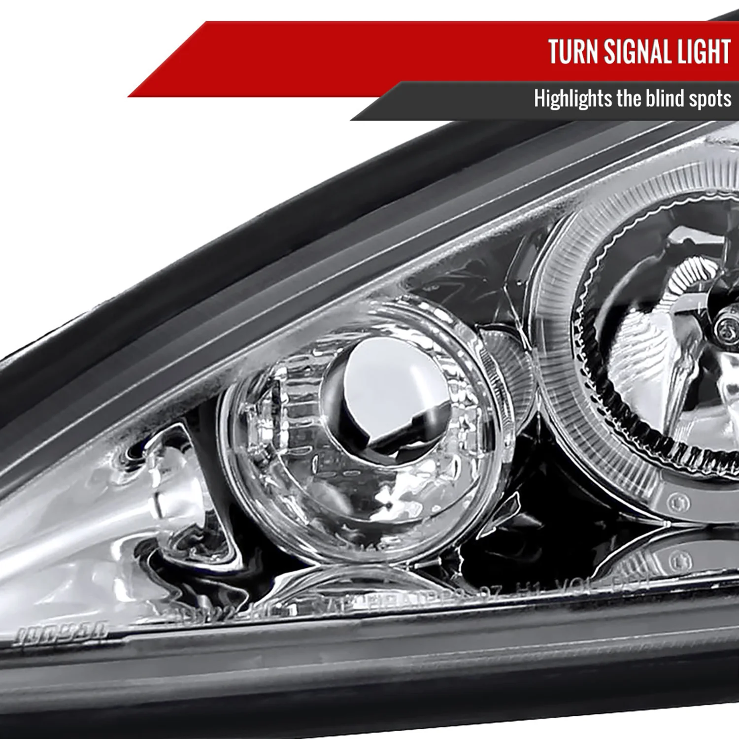 1999-2005 Pontiac Grand AM Dual Halo Projector Headlights Chrome/Clear Lens - Image 5
