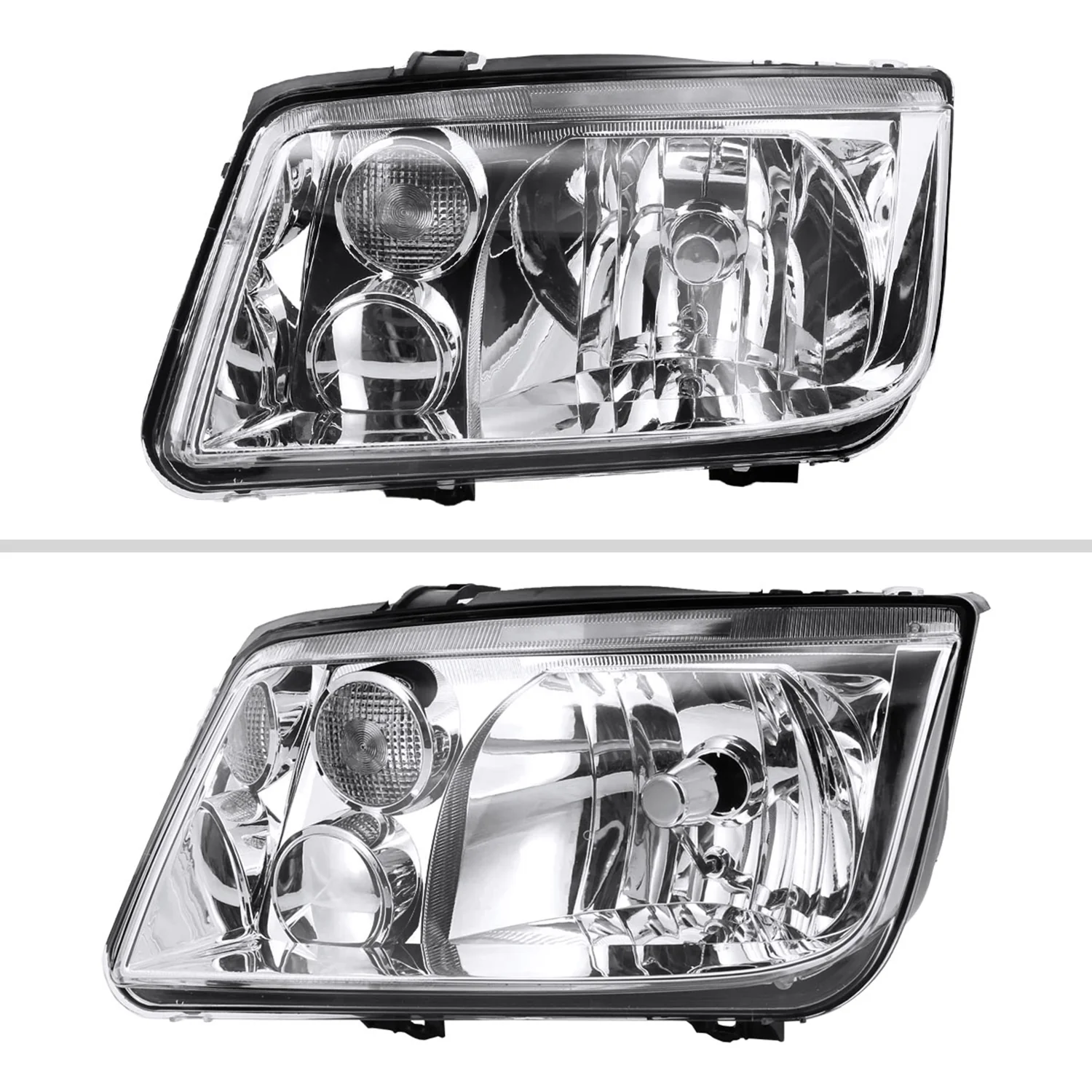 1999-2005 VW Jetta/Bora Mk4 V3 Factory Style Headlights Chrome/Clear Lens - Image 2