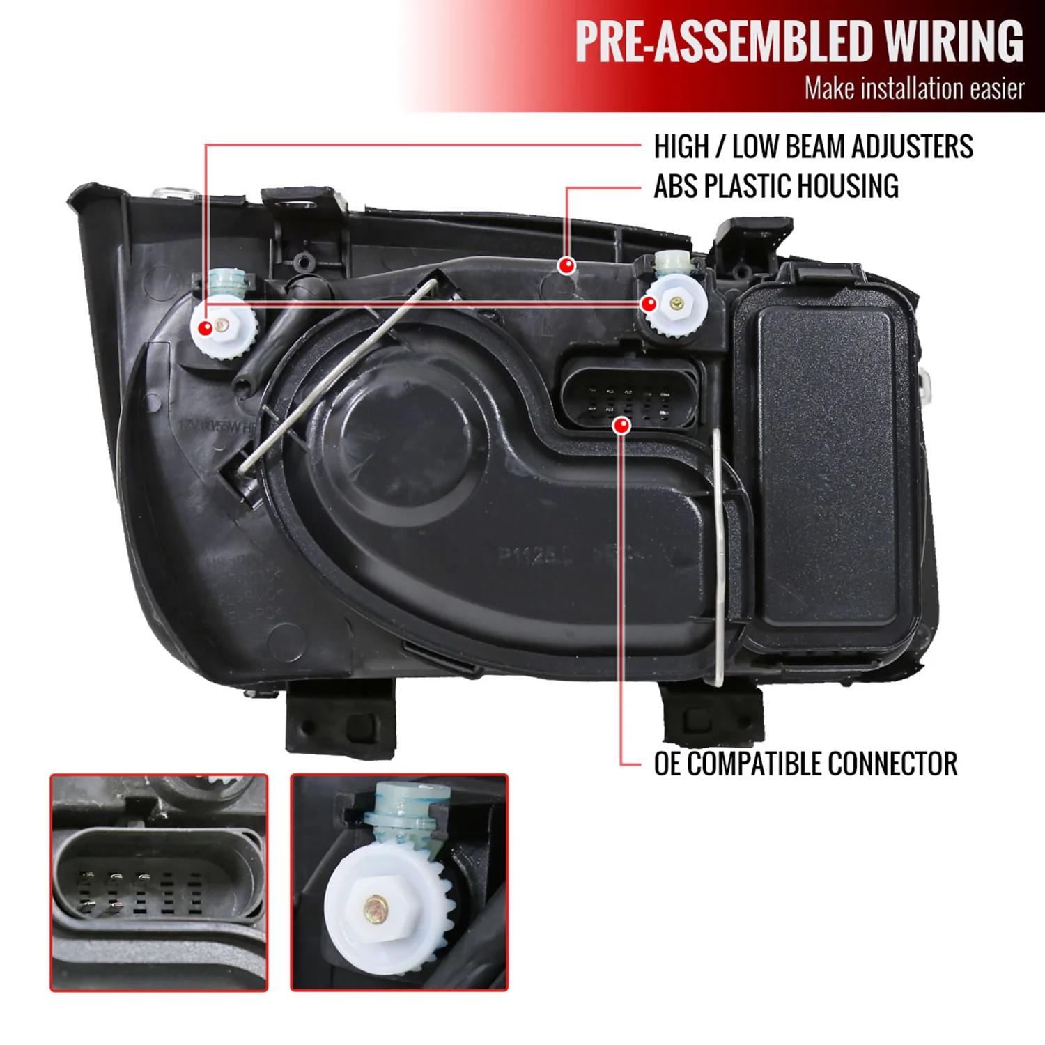 1999-2005 VW Jetta/Bora Mk4 V3 Factory Style Headlights Matte Black/Clear Lens - Image 7