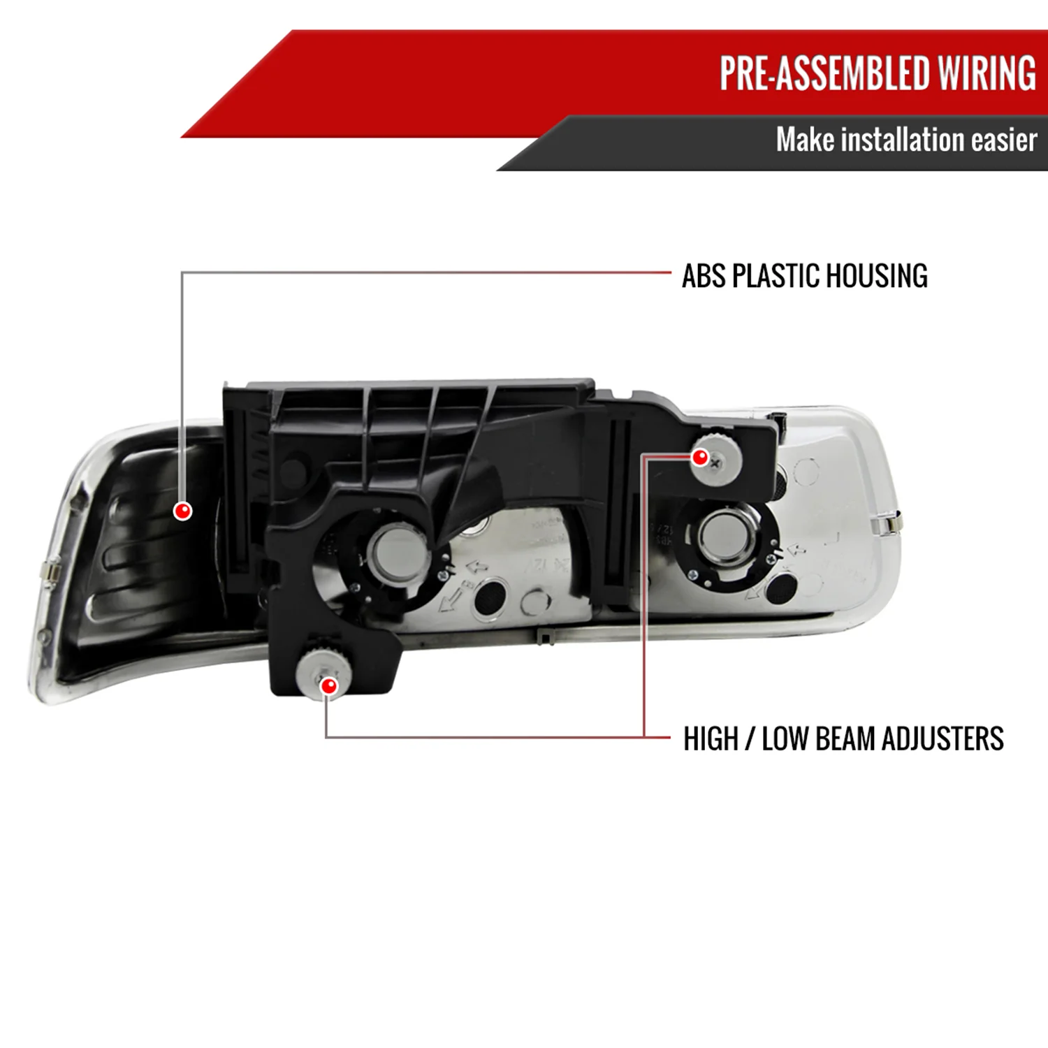 1999-2006 Chevy Silverado/Tahoe/Suburban Factory Style Headlights Chrome/Clear - Image 6