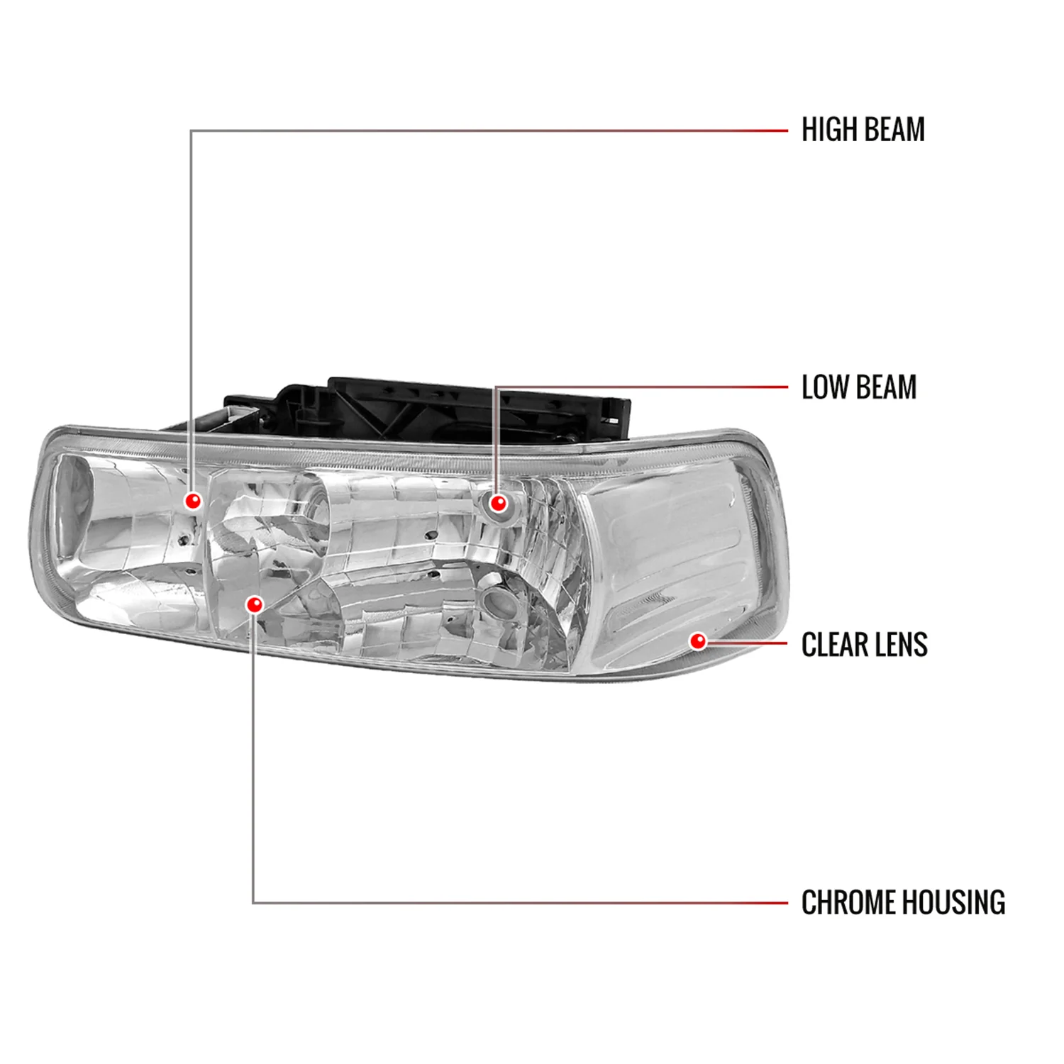 1999-2006 Chevy Silverado/Tahoe/Suburban Factory Style Headlights Chrome/Clear - Image 7