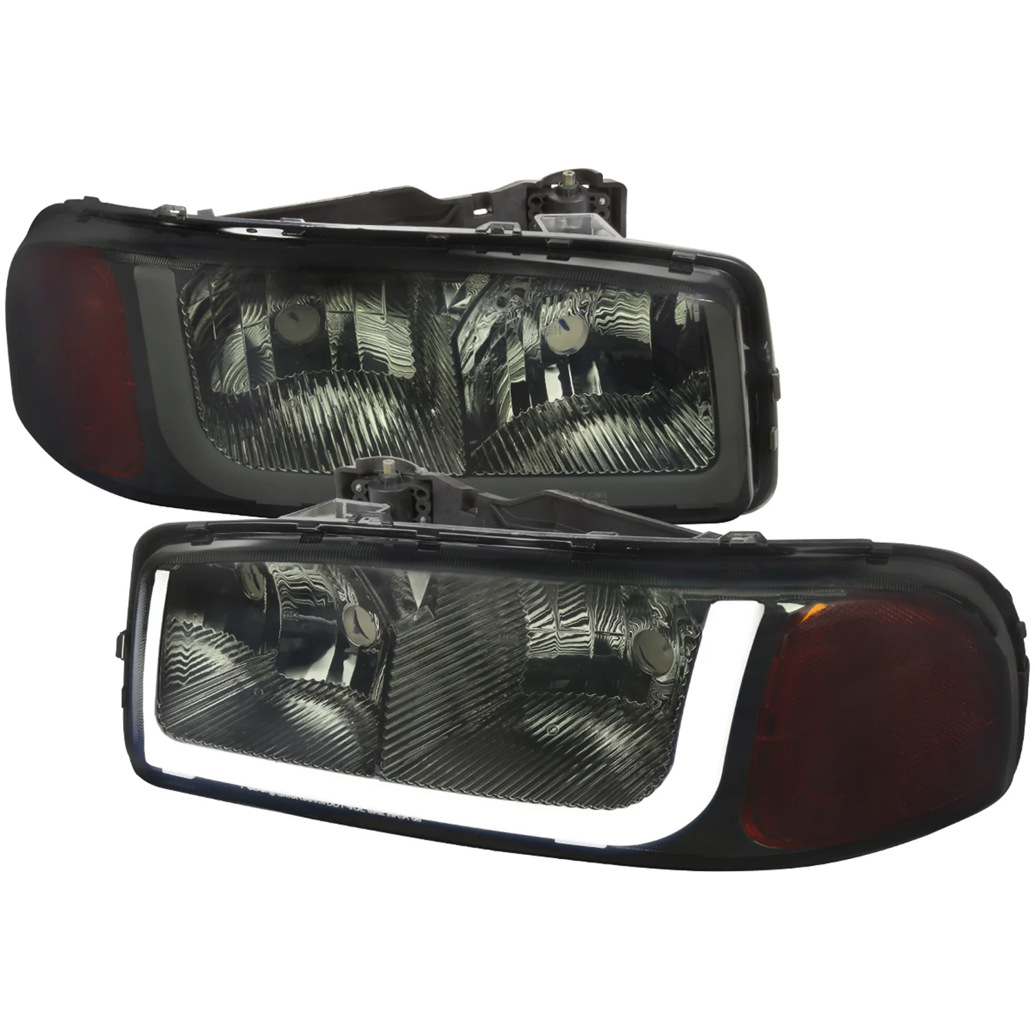1999-2006 GMC Sierra/ 00-2006 Yukon/Yukon XL LED Tube Factory Headlights Smoke