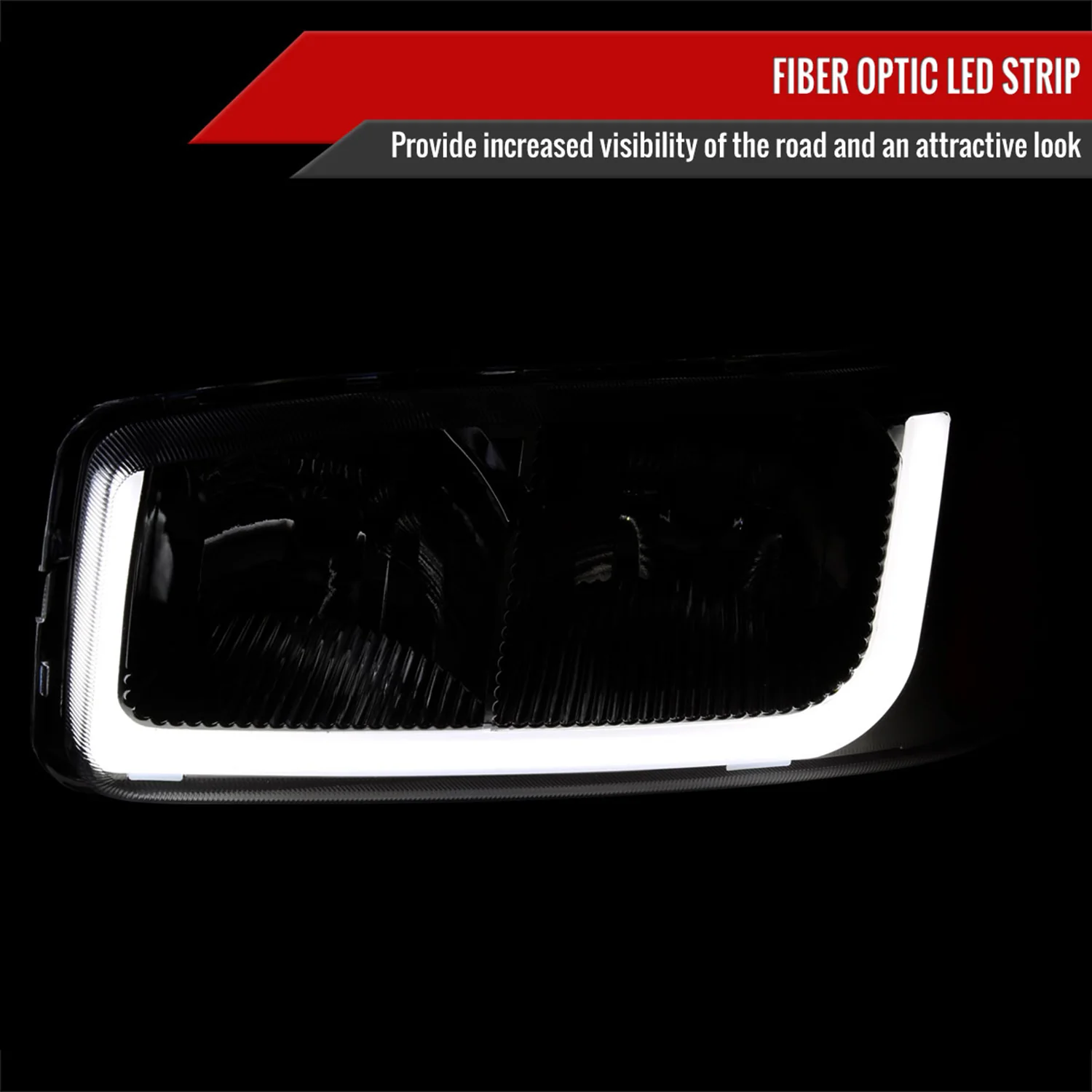1999-2006 GMC Sierra/ 00-2006 Yukon/Yukon XL LED Tube Factory Headlights Smoke - Image 2
