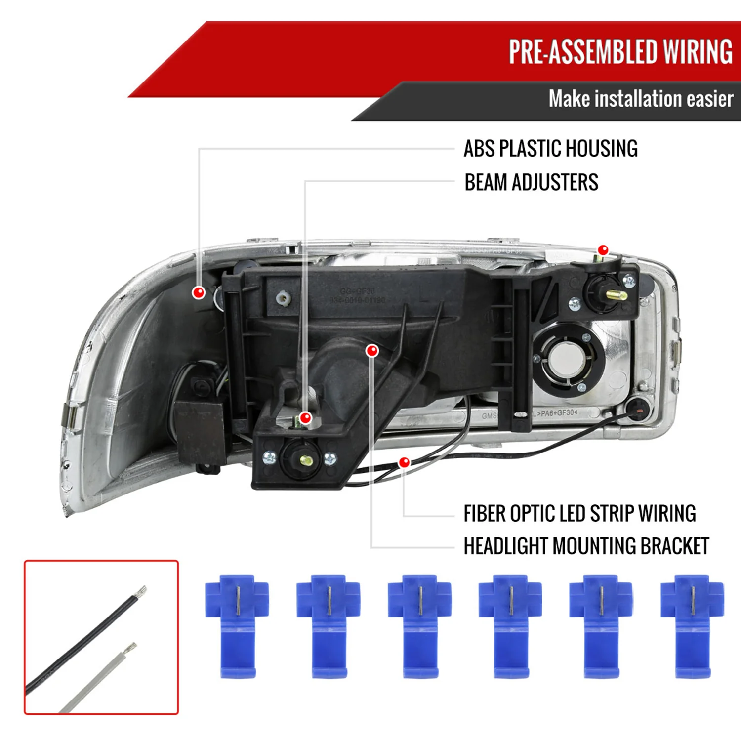1999-2006 GMC Sierra/ 00-2006 Yukon/Yukon XL LED Tube Factory Headlights Smoke - Image 7
