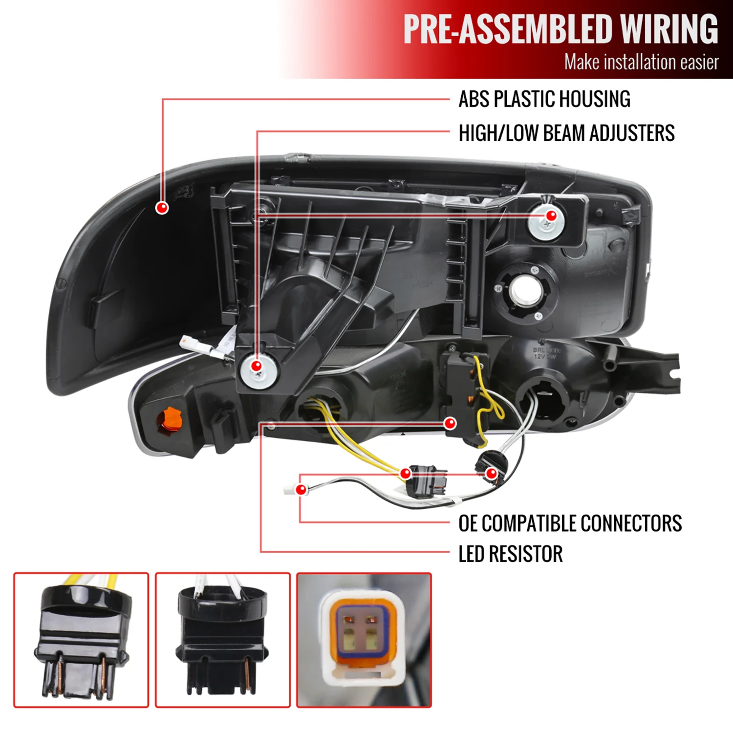 1999-2006 GMC Sierra Sierra Yukon/XL Headlights LED Signal Bumper Lights Smoke - Image 7