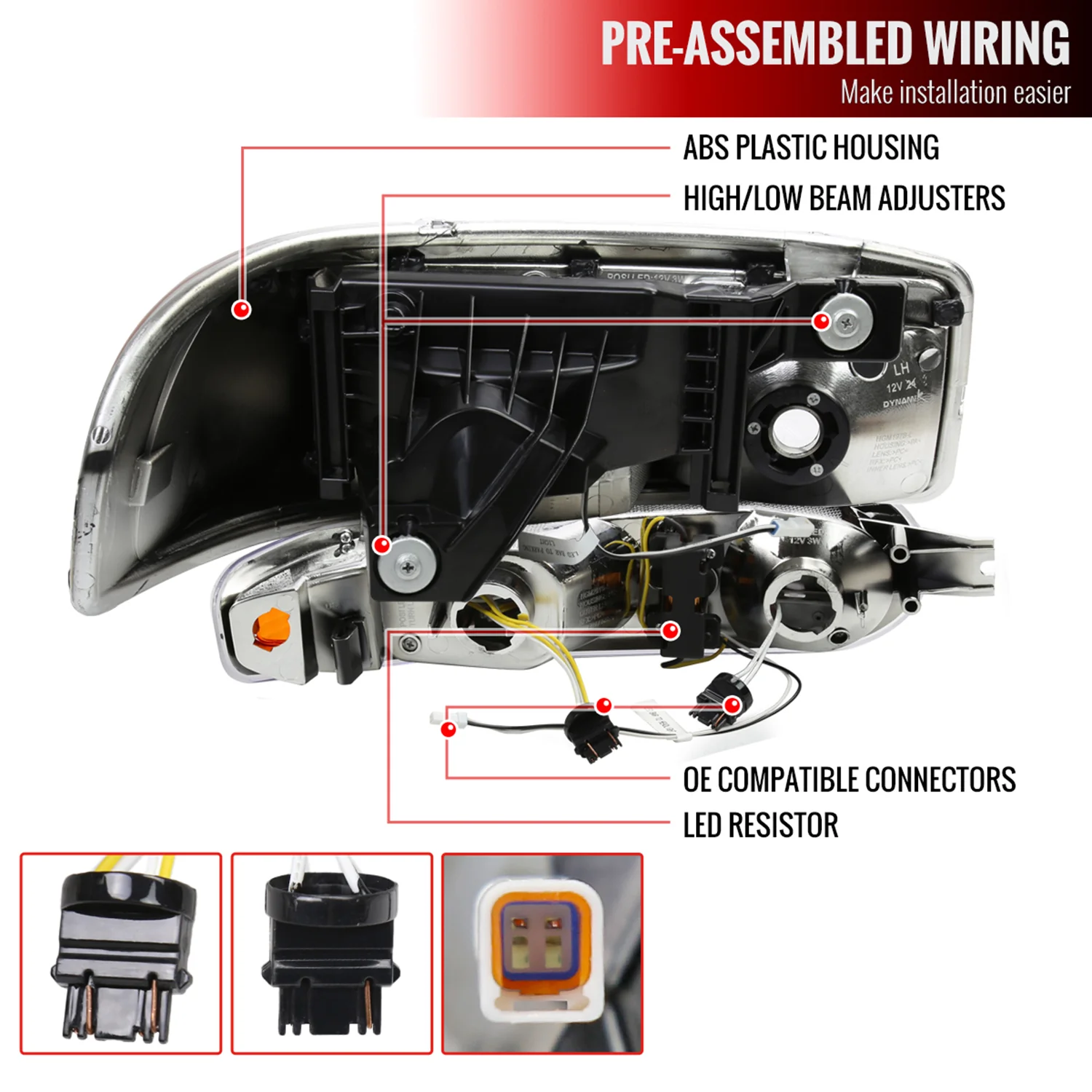 1999-2006 GMC Sierra Sierra Yukon/XL Headlights & Signal Bumper Lights Chrome - Image 7