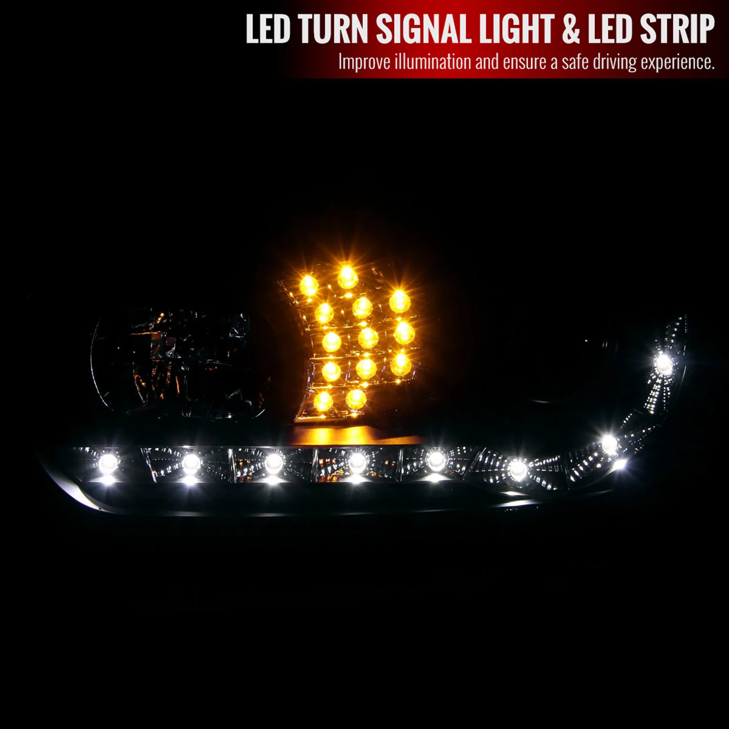 1999-2006 VW Golf Mk4 GTI/R32 Cabrio Headlights R8 LED Light&LED Signal Black - Image 2
