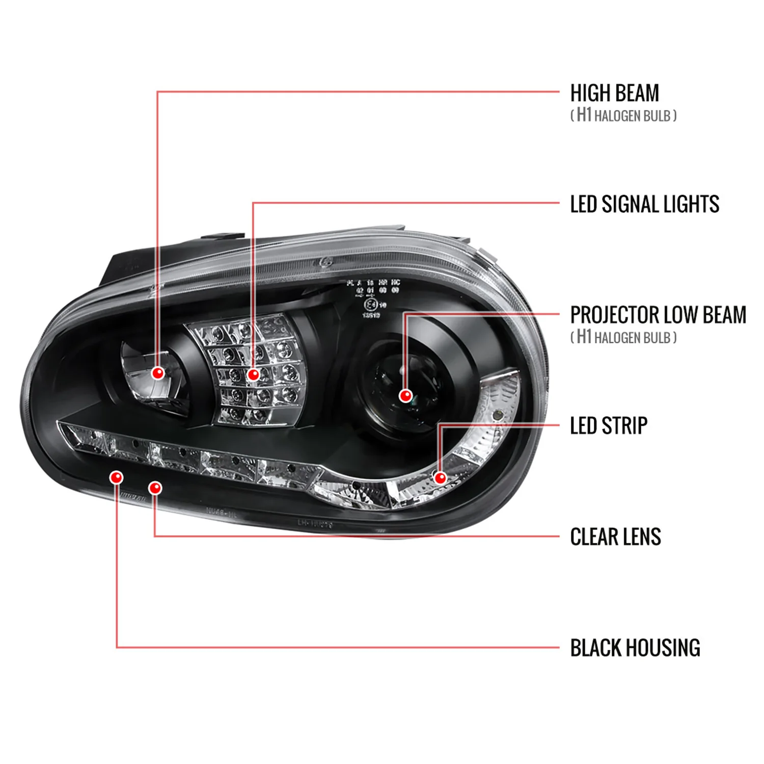 1999-2006 VW Golf Mk4 GTI/R32 Cabrio Headlights R8 LED Light&LED Signal Black - Image 9