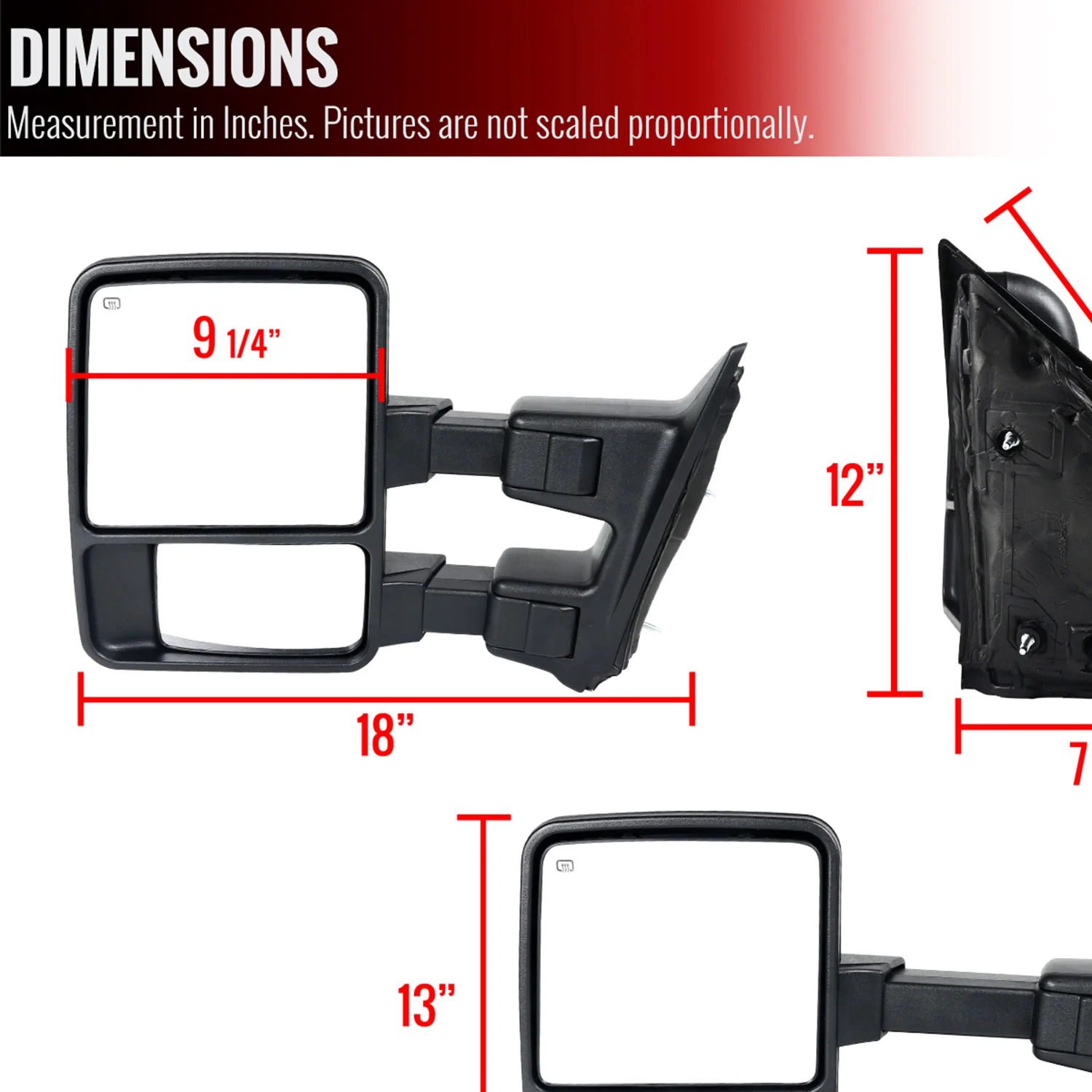 1999-2015 Ford F-250/350/450/550 Heated Towing Mirrors Amber & Turn Signal - Image 8