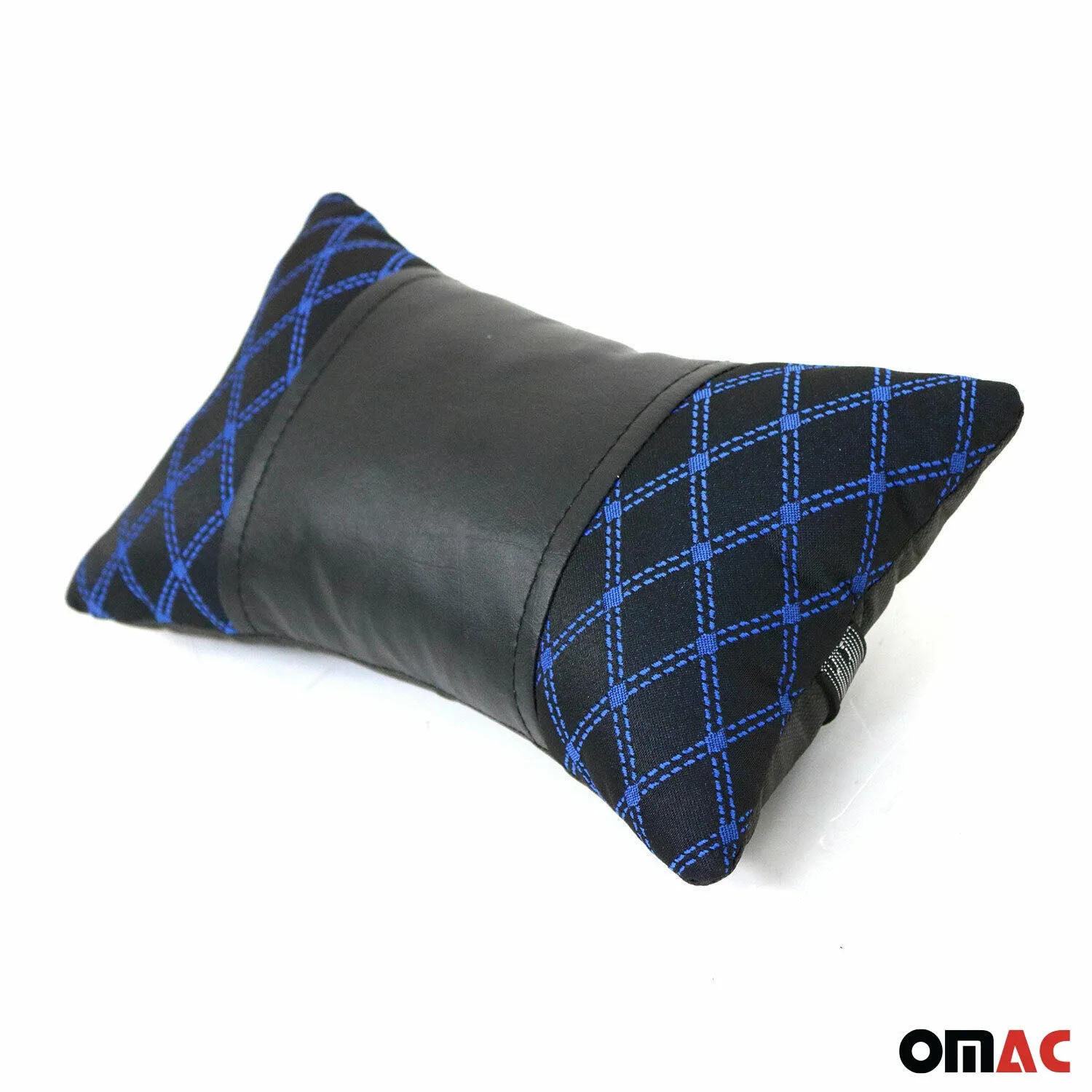 1x Car Seat Neck Pillow Head Shoulder Rest Pad Fabric Black with Blue Stitches - Image 5