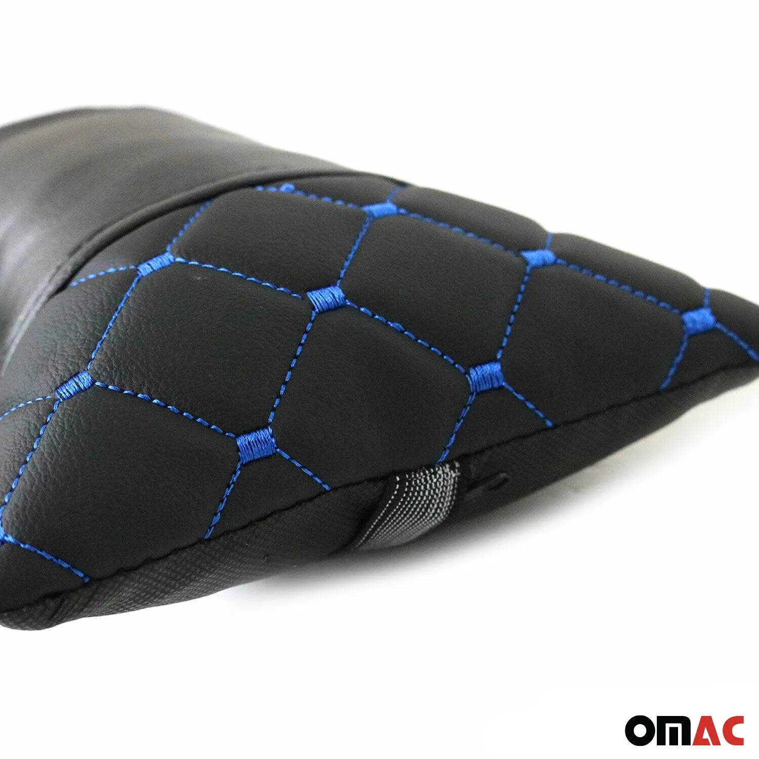 1x Car Seat Neck Pillow Head Shoulder Rest Pad PU Leather Black Blue Stitches - Image 5