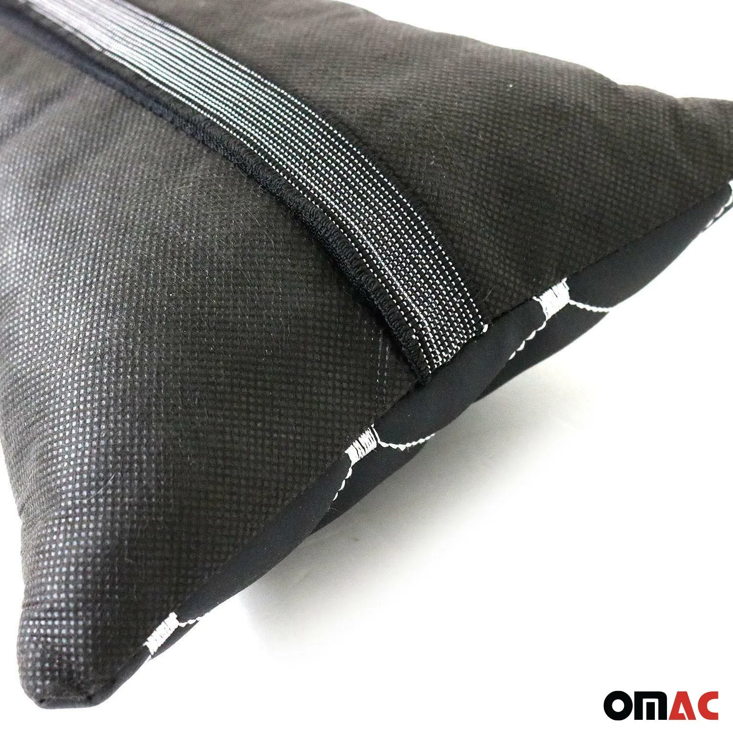 1x Car Seat Neck Pillow Head Shoulder Rest Pad PU Leather Black with White - Image 7