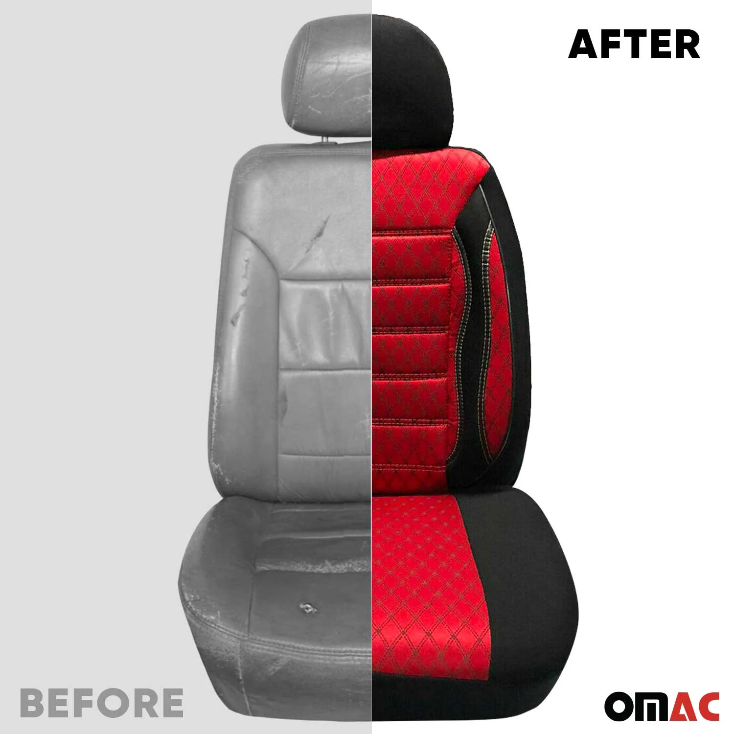 1x Front Car Pickup Van SUV Seat Cover Protection Fabric Black with Red - Image 6