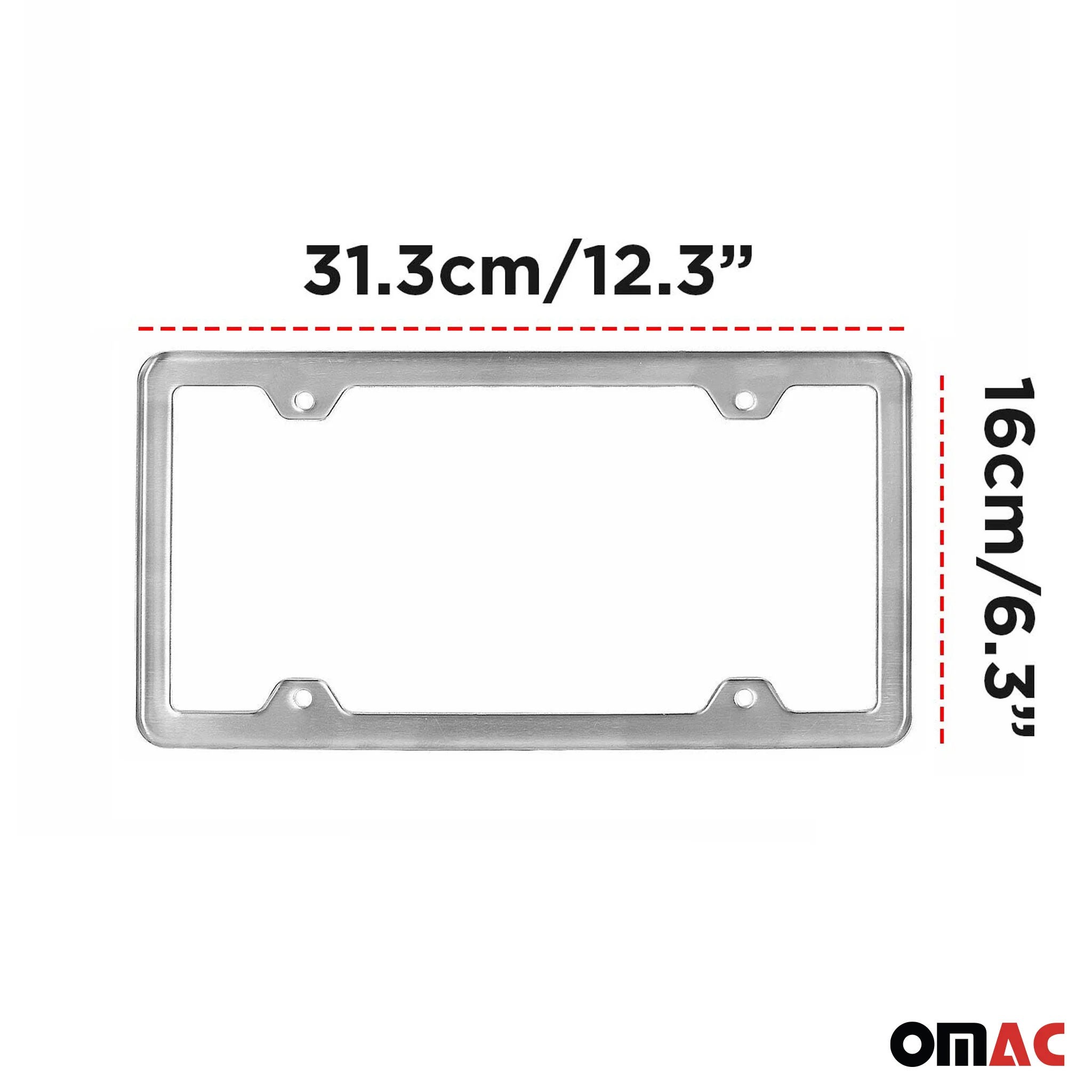 2 Pcs Brushed Chrome S. Steel License Plate Frame Tag Holder - Image 3