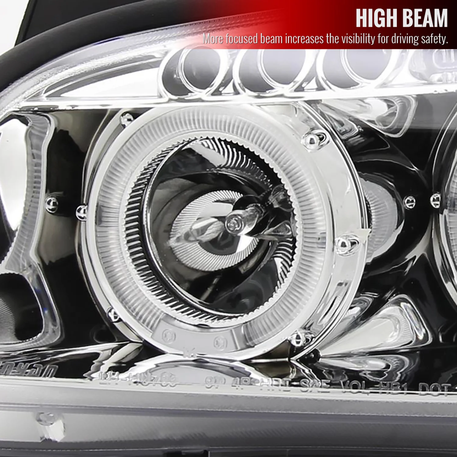 2000-2001 Nissan Maxima Dual Halo Projector Headlights Chrome/Clear Lens - Image 3
